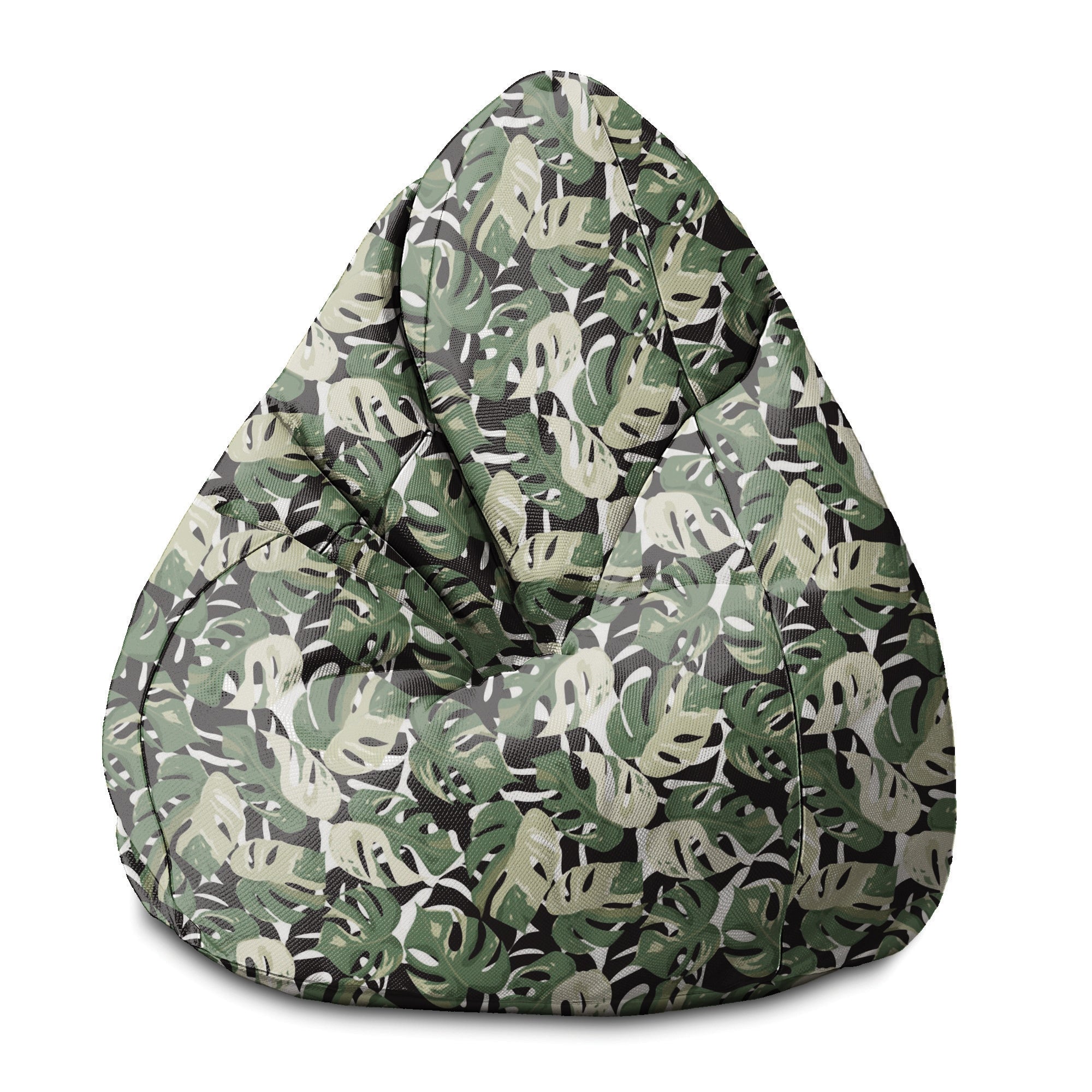 Sedací vak Pearshape Zeleno-Čierna Monstera