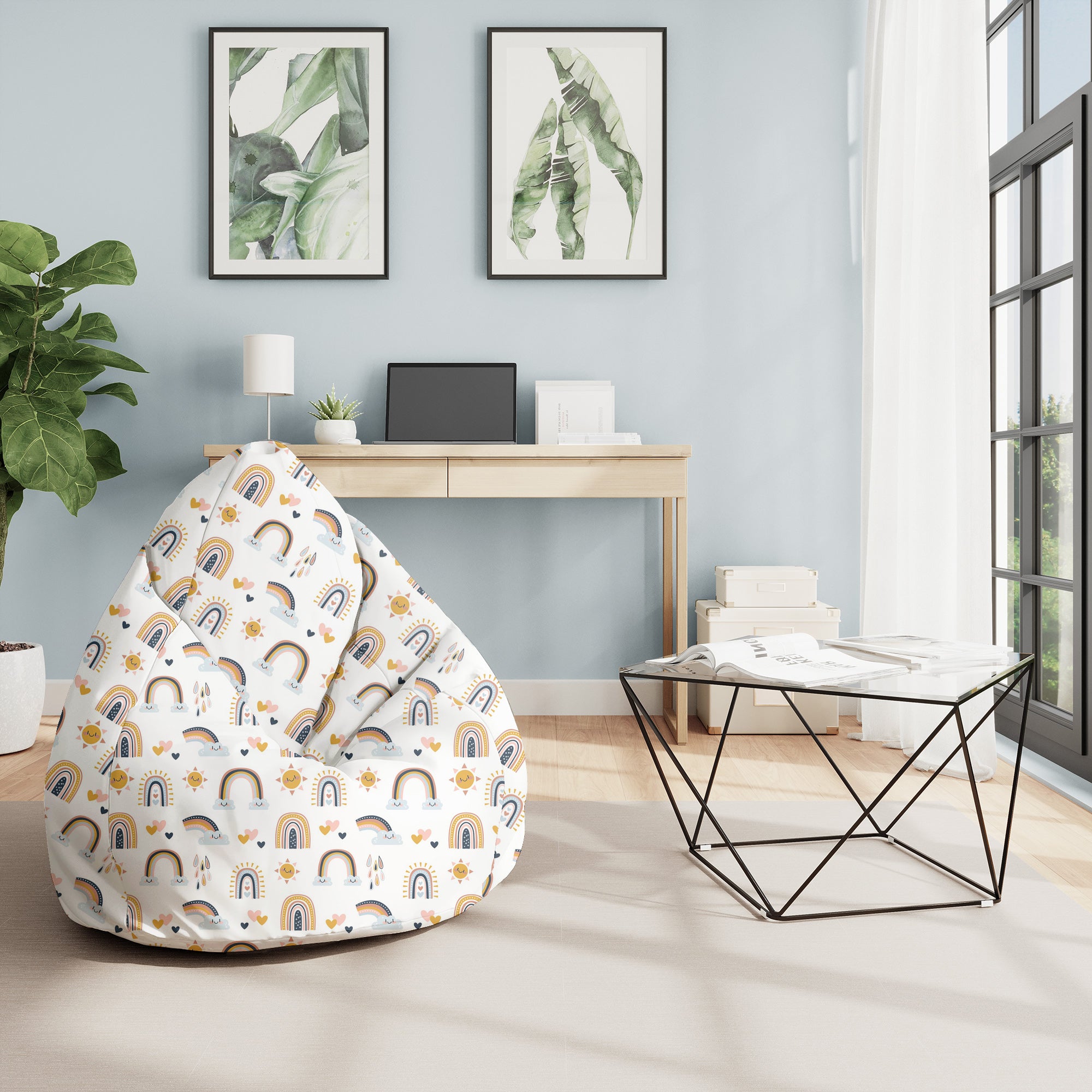 Puf Pearshape Cartoon Rainbow and Sun-M-Velvet