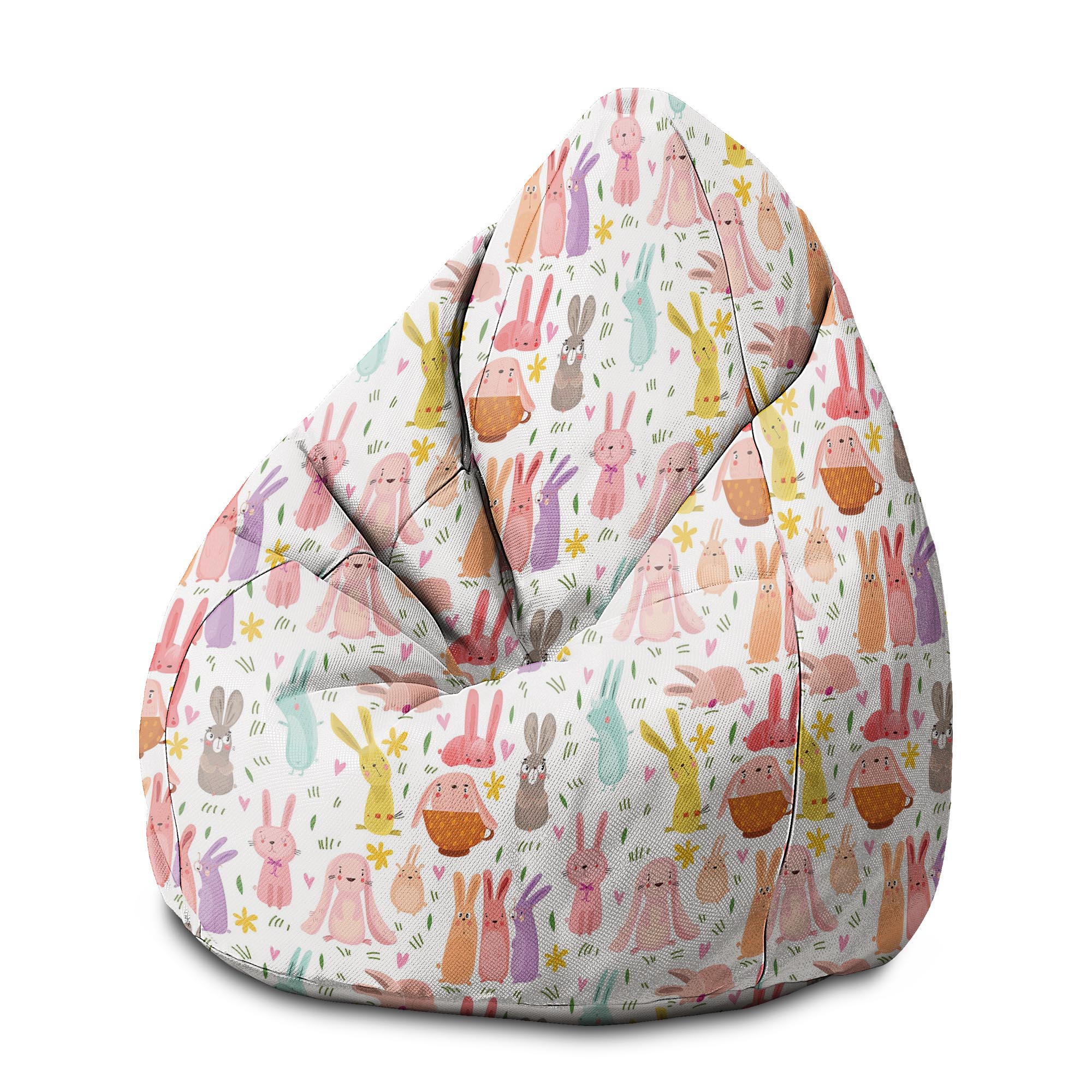 Sedací vak Pearshape Farebné zajace-M-Velvet