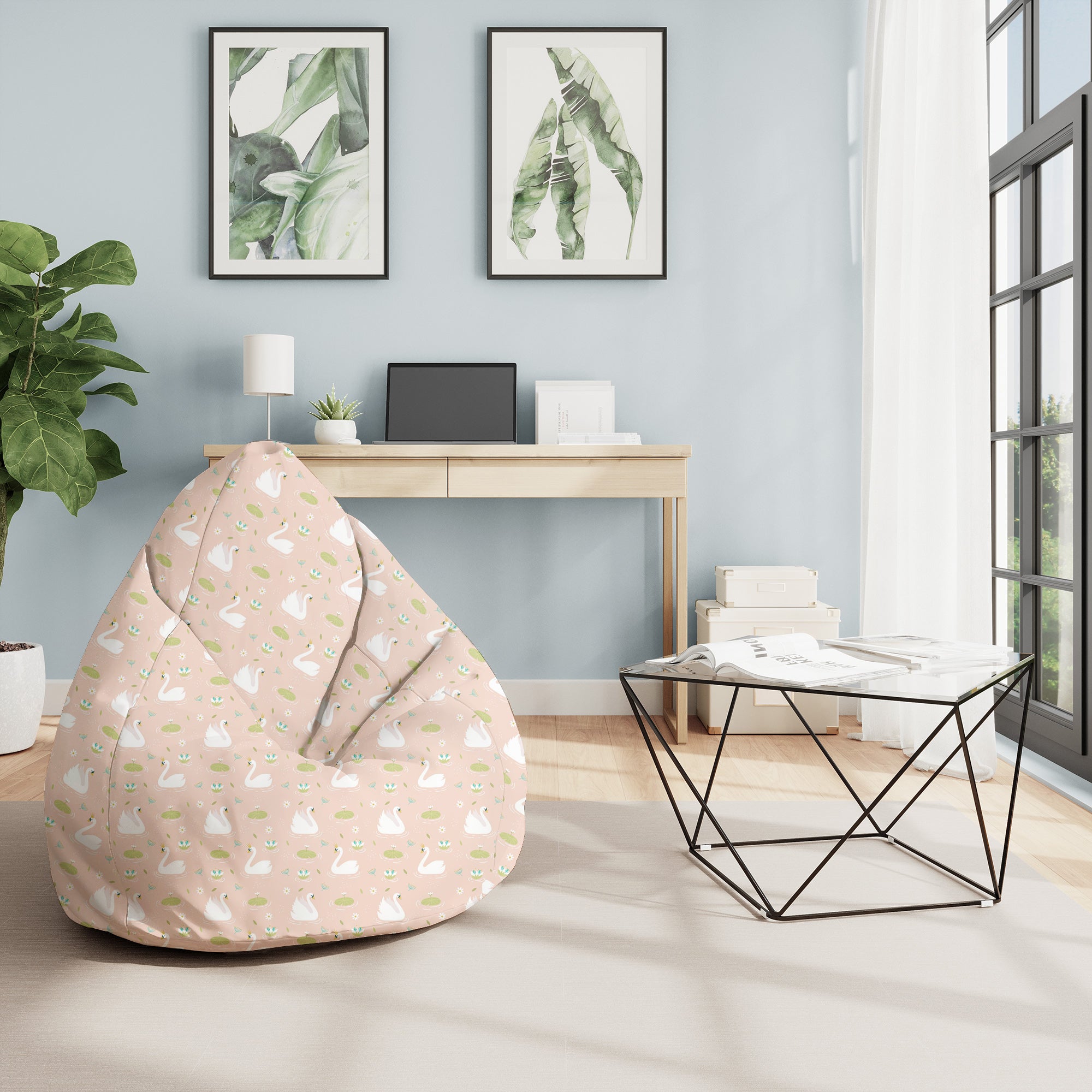 Puf Pearshape Elegant Swans-M-Velvet