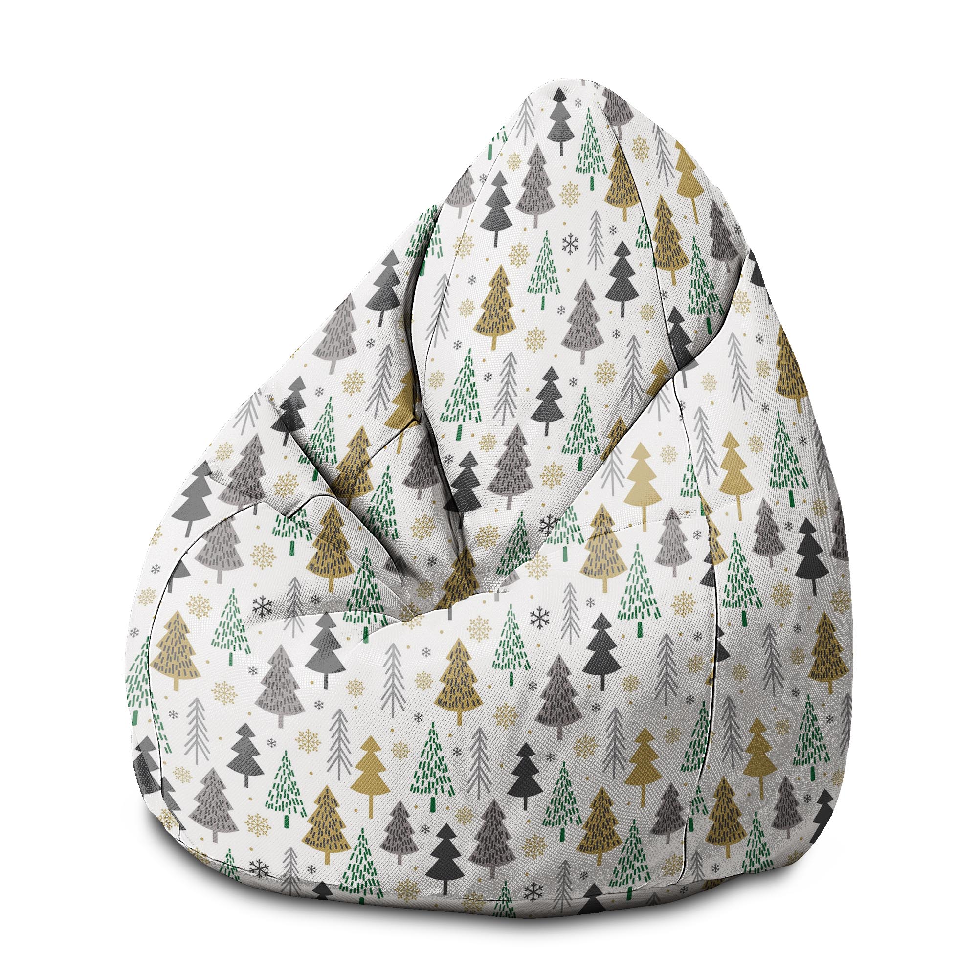 Sedací vak Pearshape Zlaté a zelené vianočné stromčeky-M-Velvet