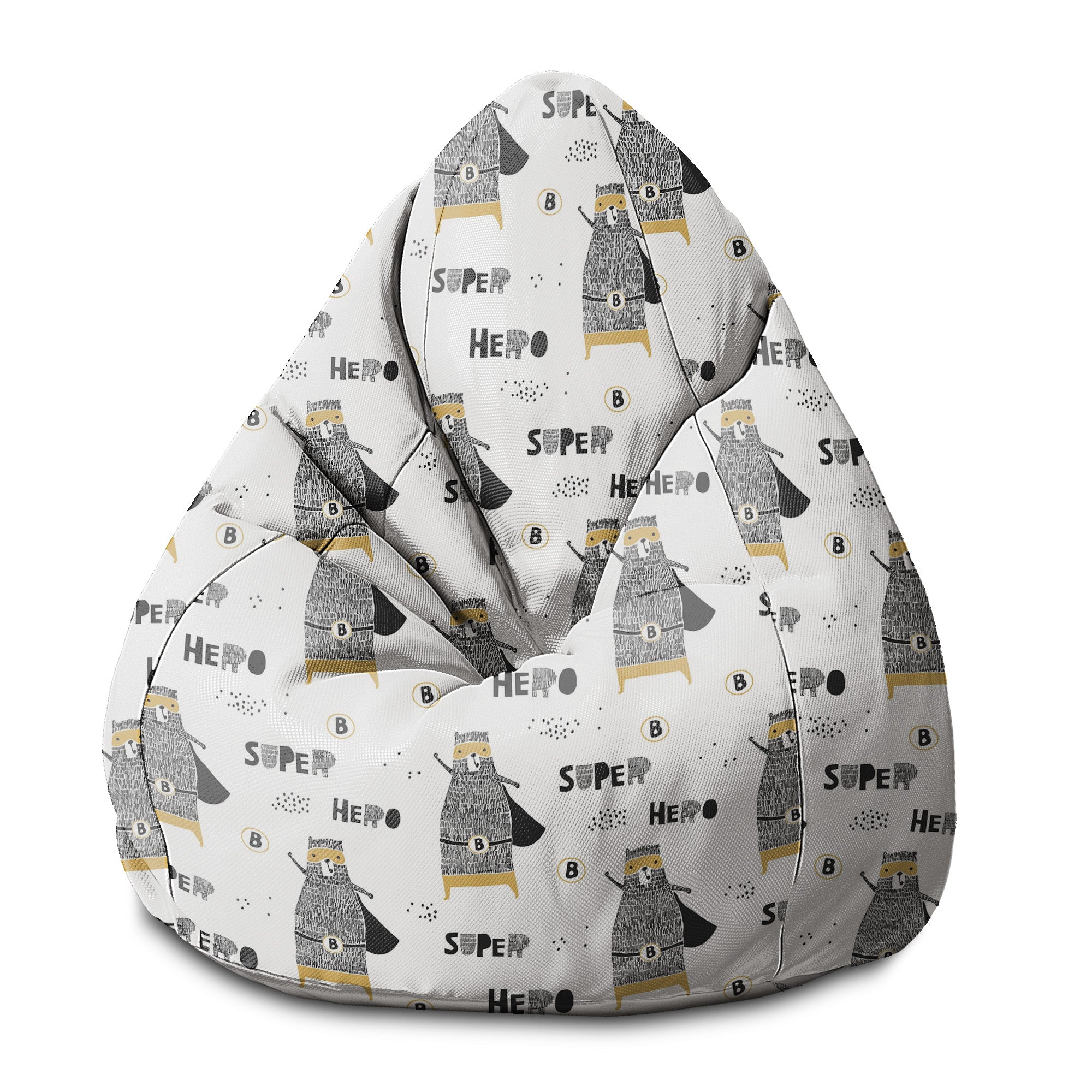 Sedací vak Pearshape Medveď Superhrdina-S-Velvet