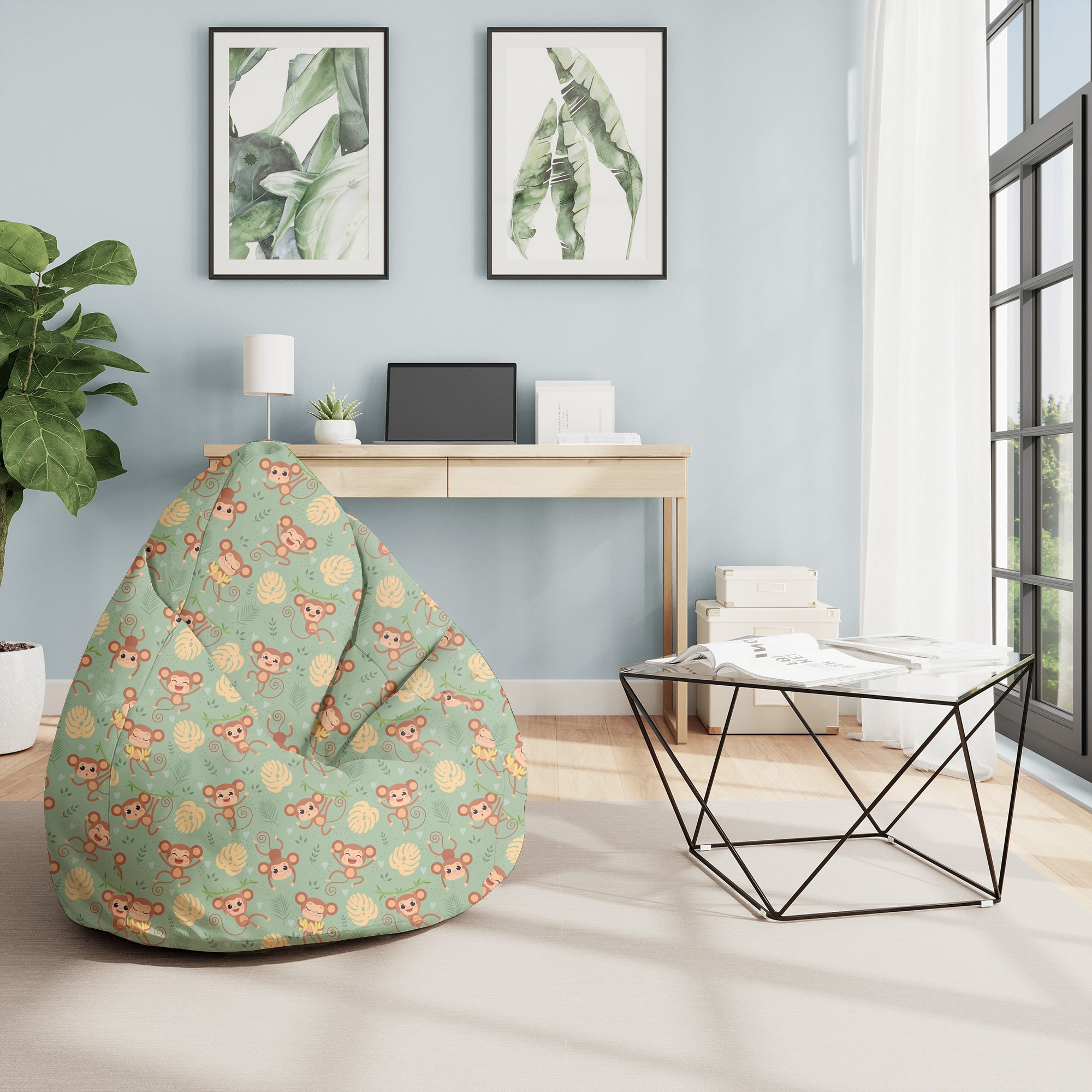 Sedací vak Pearshape Opica v Džungli-M-Velvet