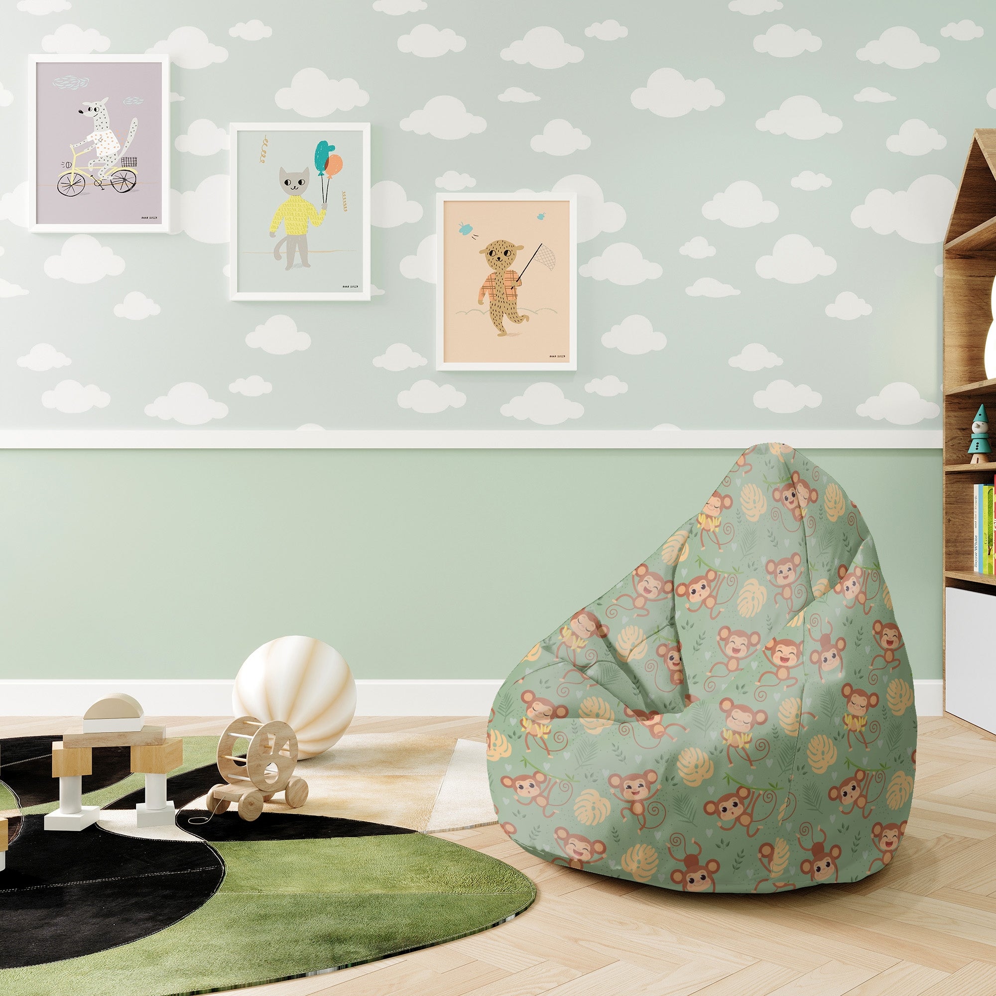 Pearshape Pouf Monkey in the Jungle