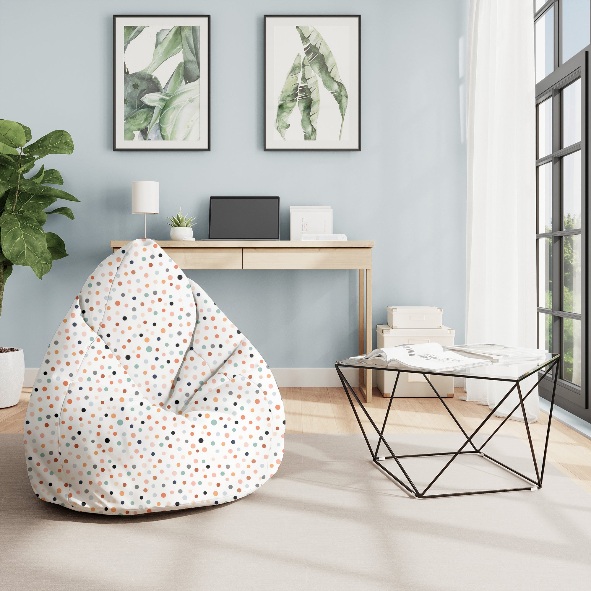 Sitzsack Birnenform Pastellpunkte-M-Samt