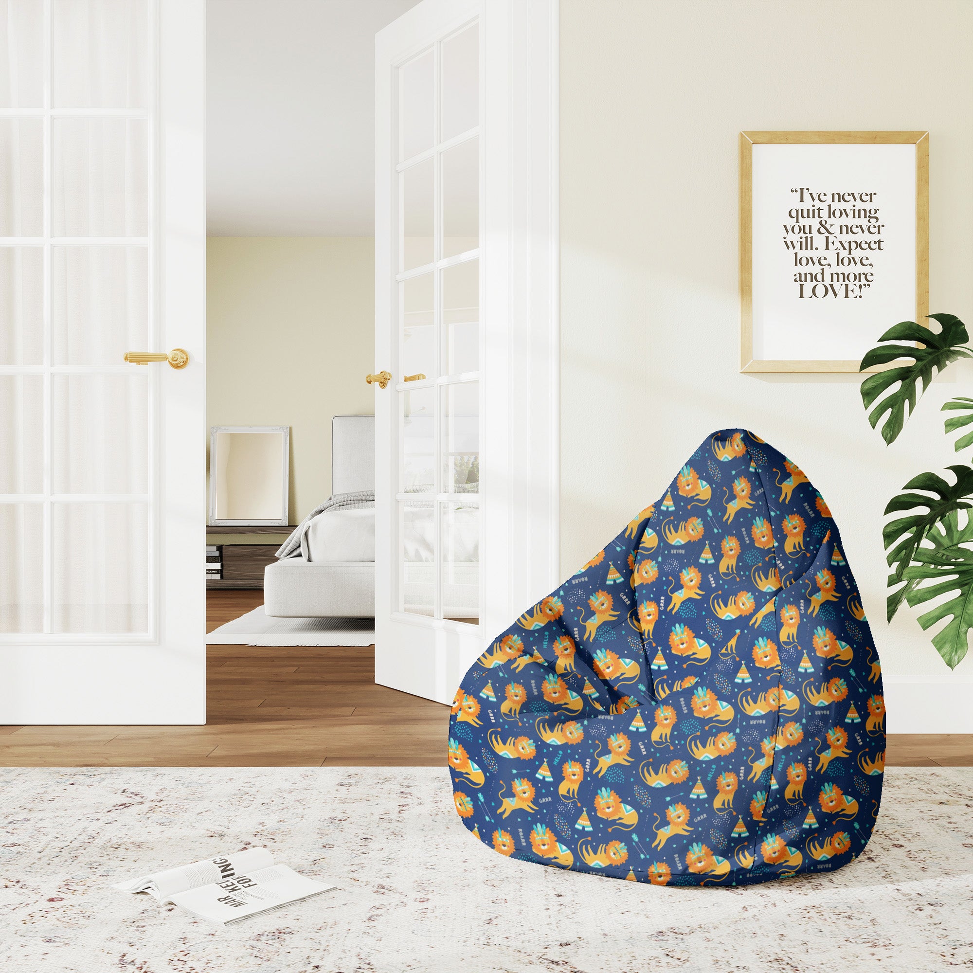 Sedací vak Pearshape Lions Roar-M-Velvet