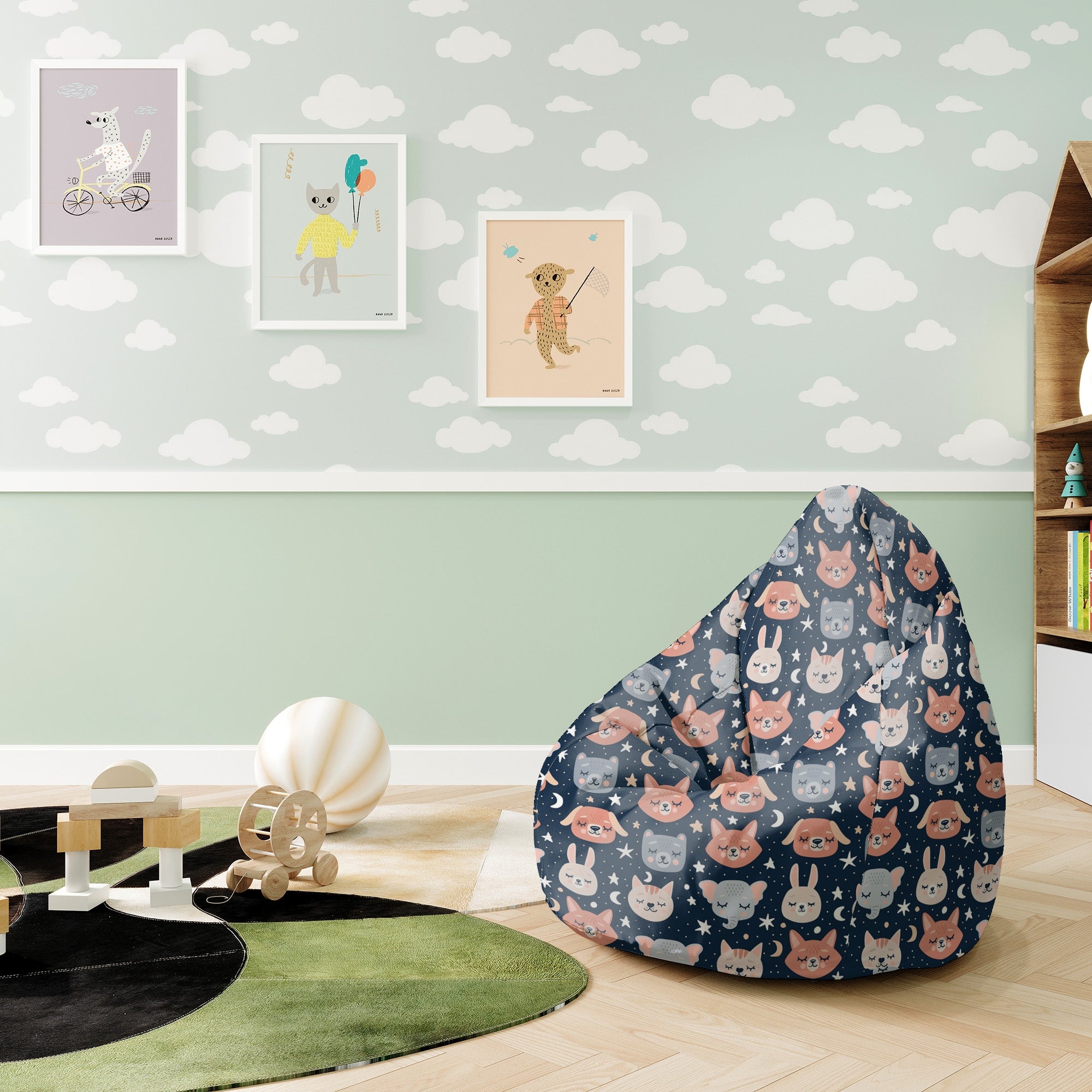 Puf Pearshape Sleeping Animals-S-Velvet