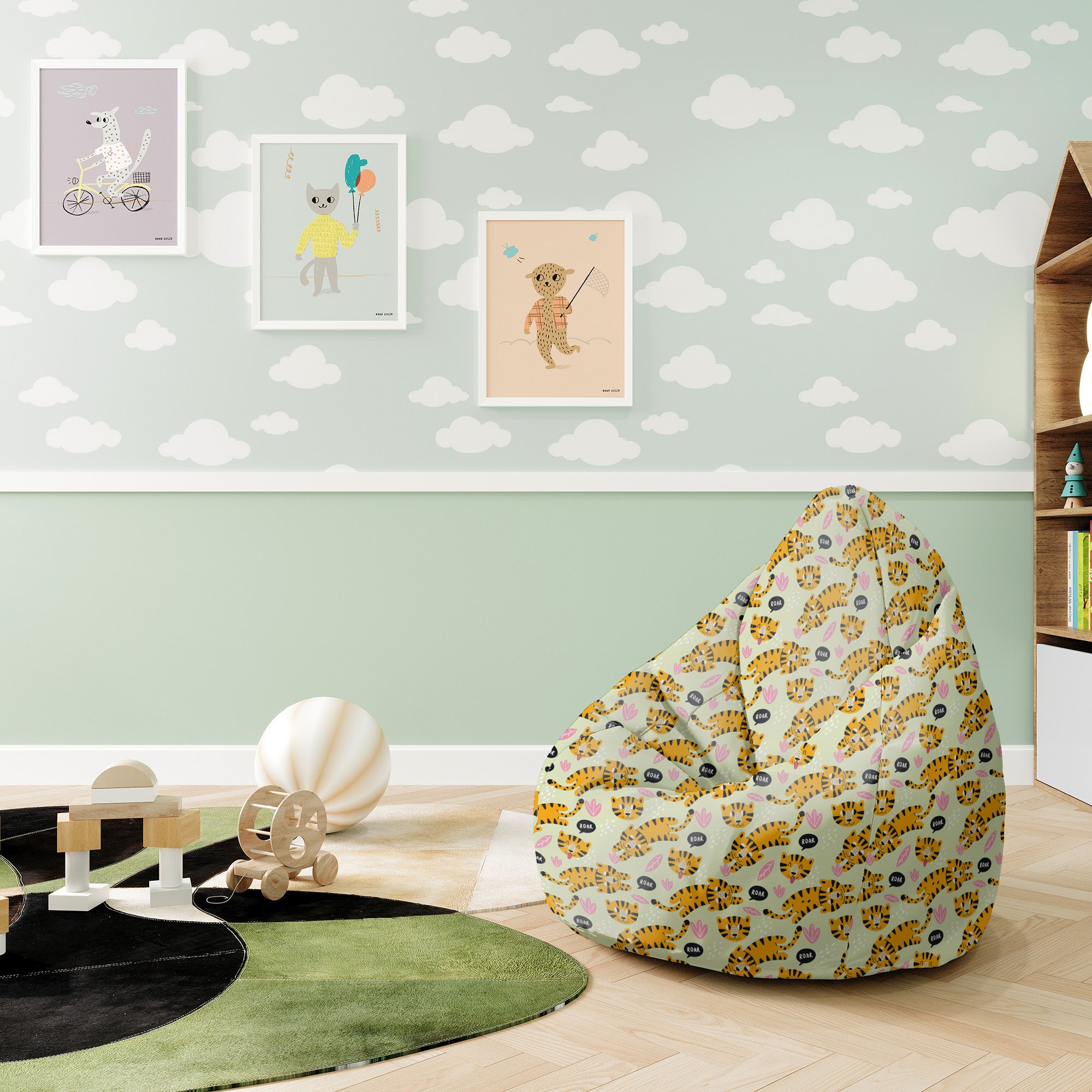 Pearshape Tiger Roar Pouf-S-Velvet