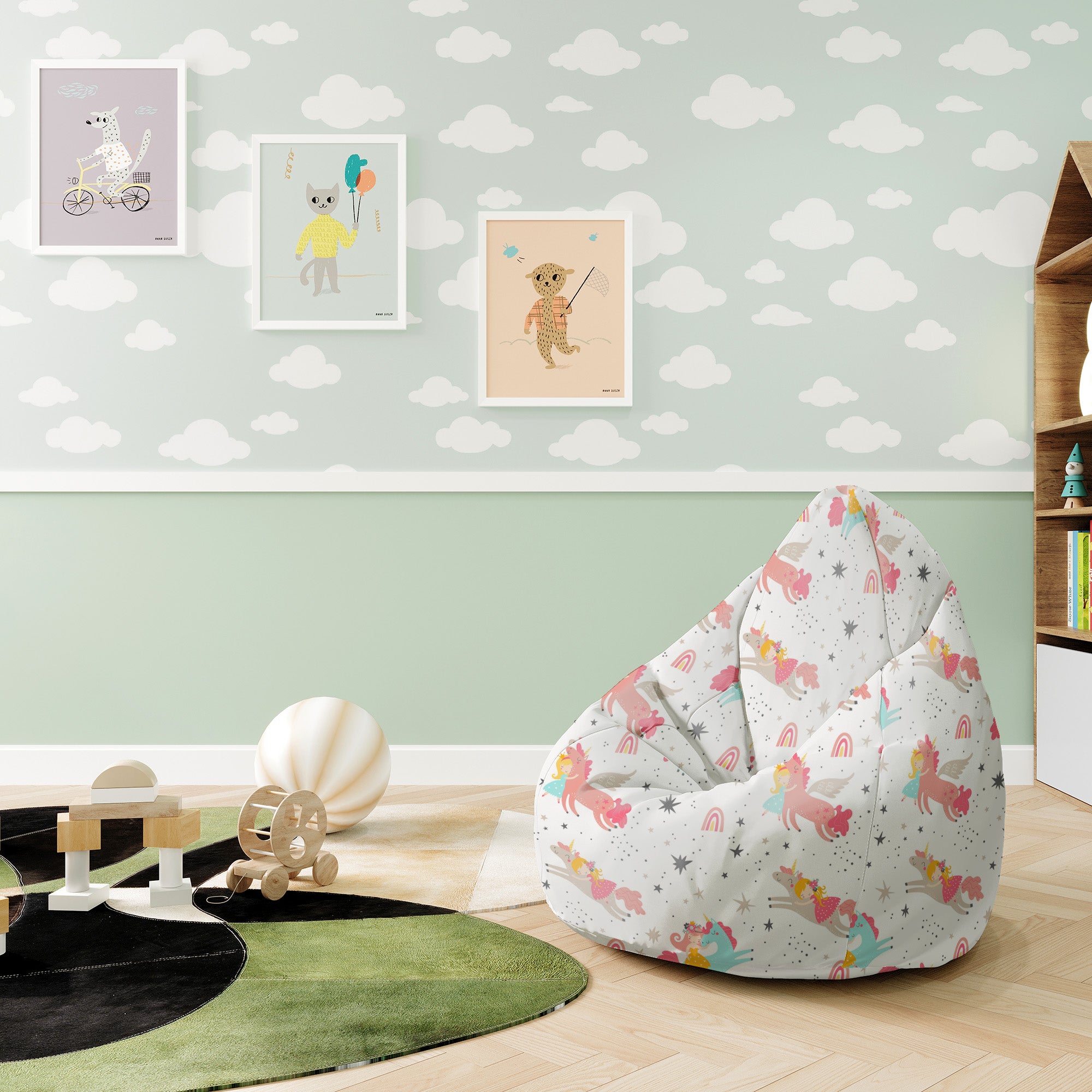 Puf Birnenform Einhorn Prinzessin-S-Samt