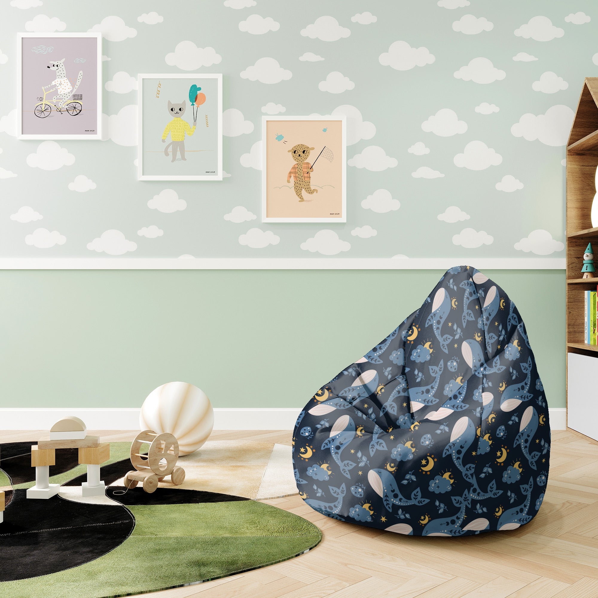 Sedací vak Pearshape Veľryby-S-Velvet