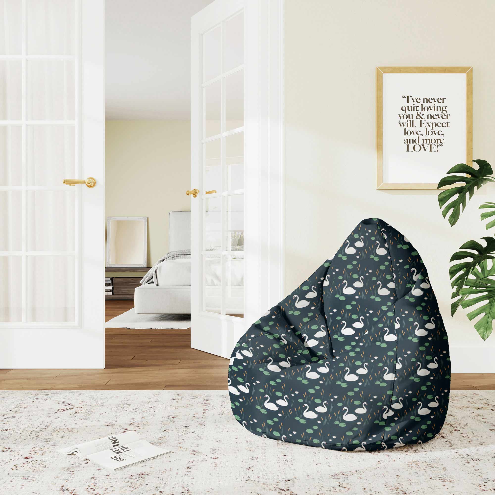 Sedací vak Pearshape River Birds-M-Velvet