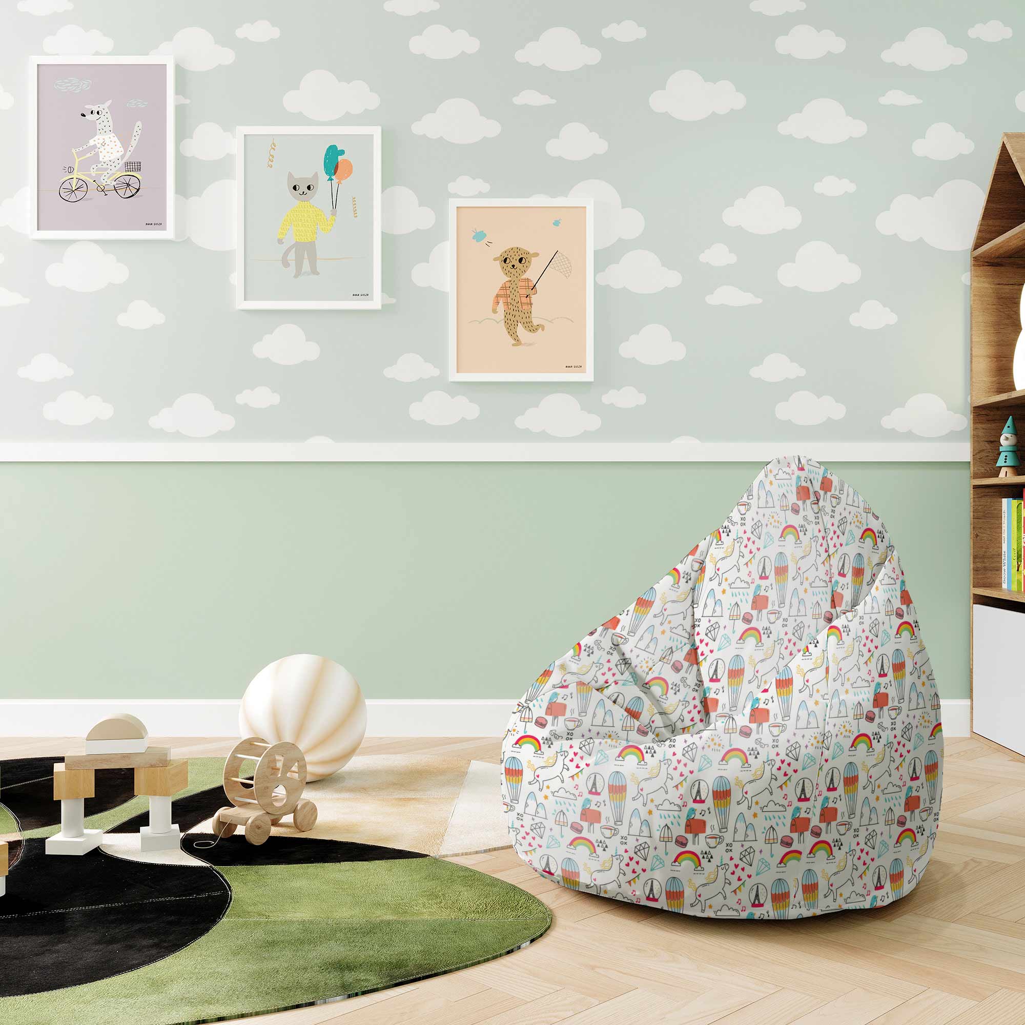 Pearshape Beanbag Rainbow Unicorns-S-Velvet