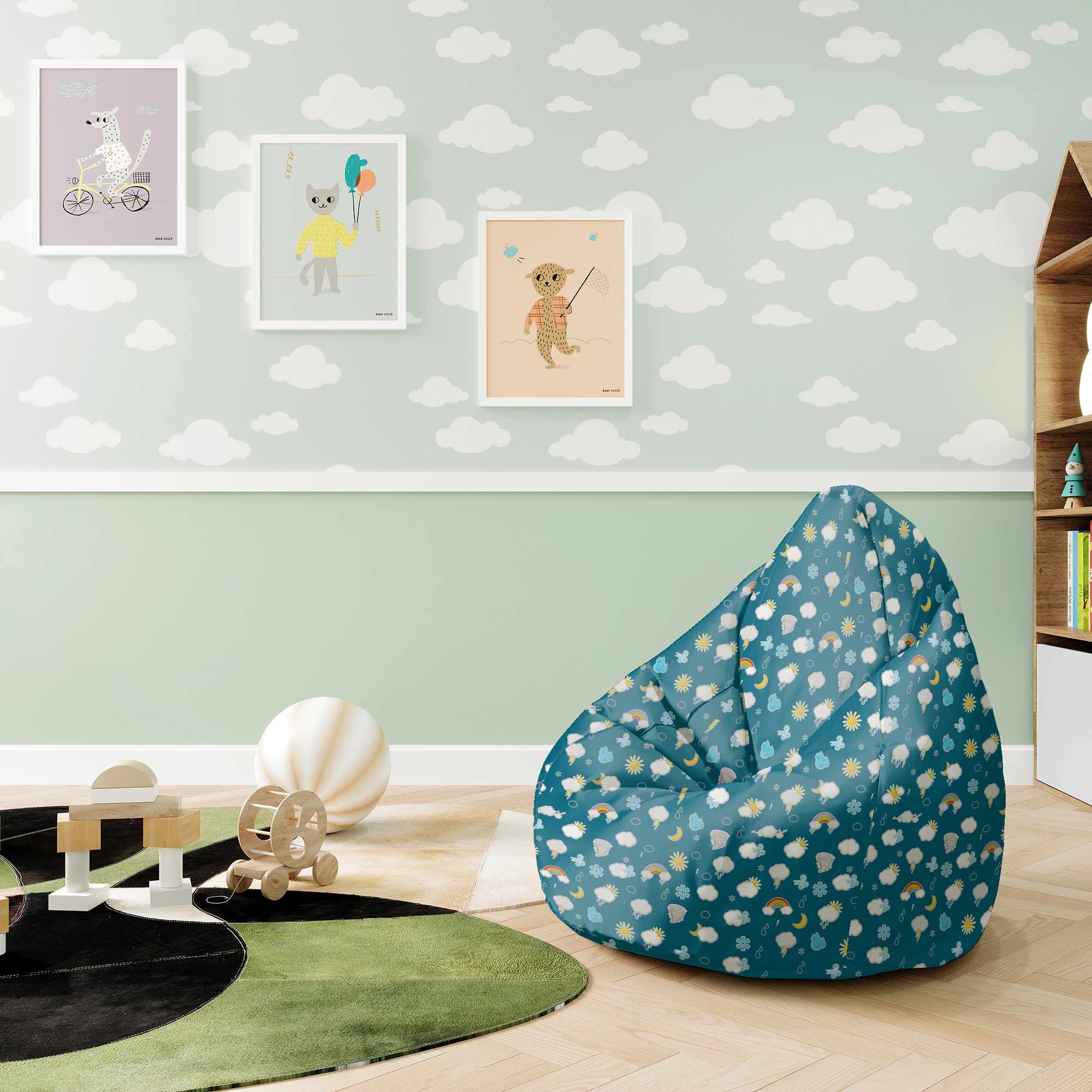 Sedací vak Pearshape Rainy Weather-S-Velvet