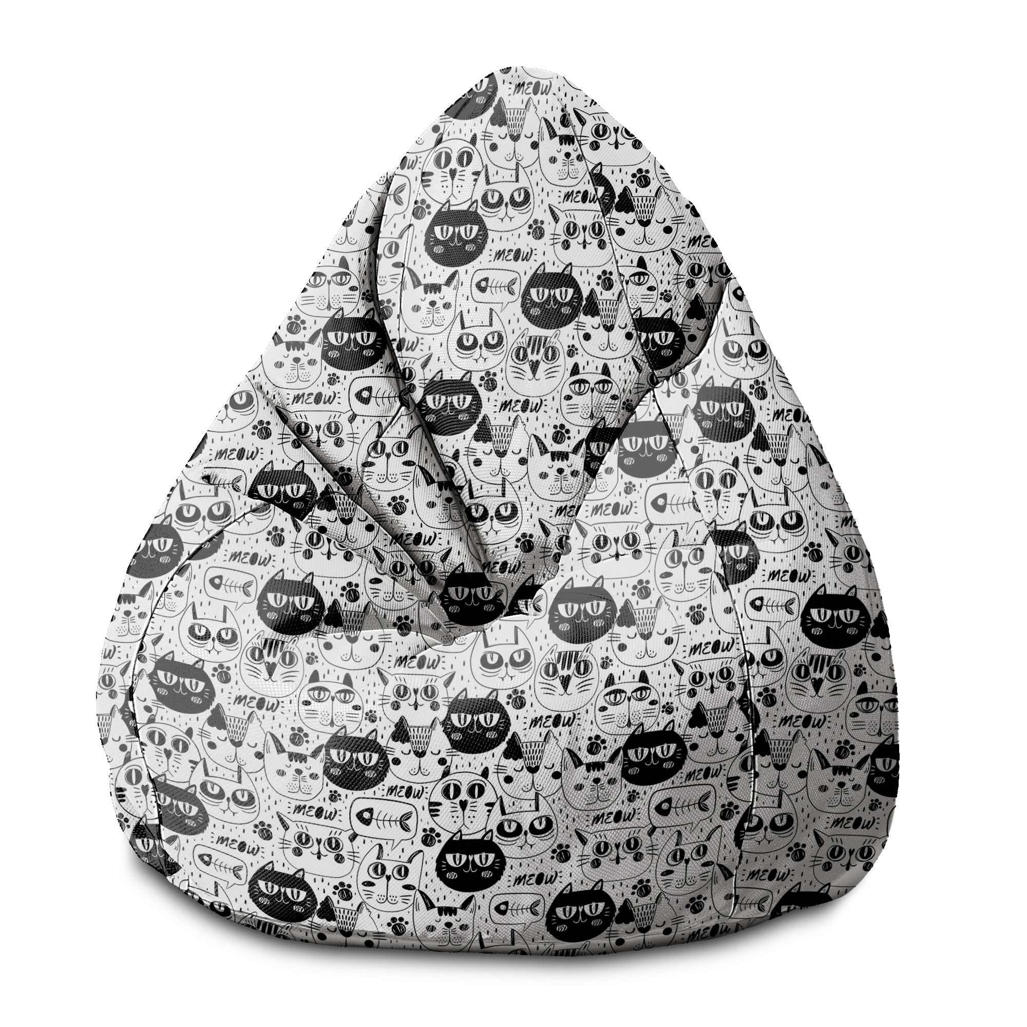 Sedací vak Pearshape Čierne a Biele Mačky-S-Velvet