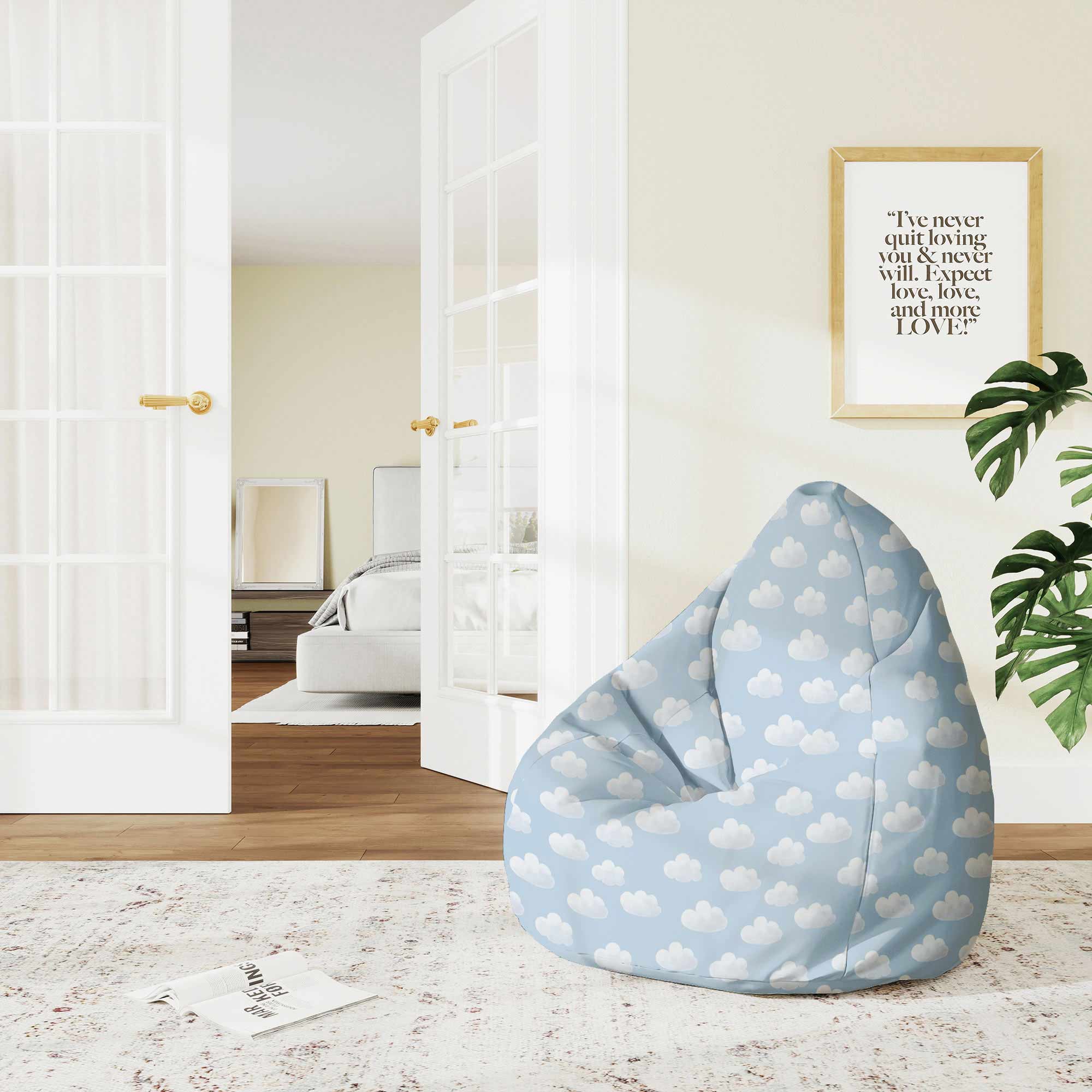 Sedací vak Pearshape Modré Oblaky-M-Velvet