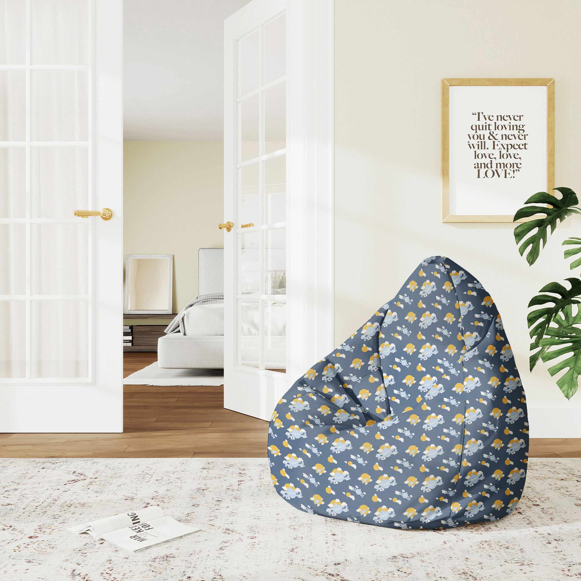 Puf Pearshape Blue Planes-M-Velvet