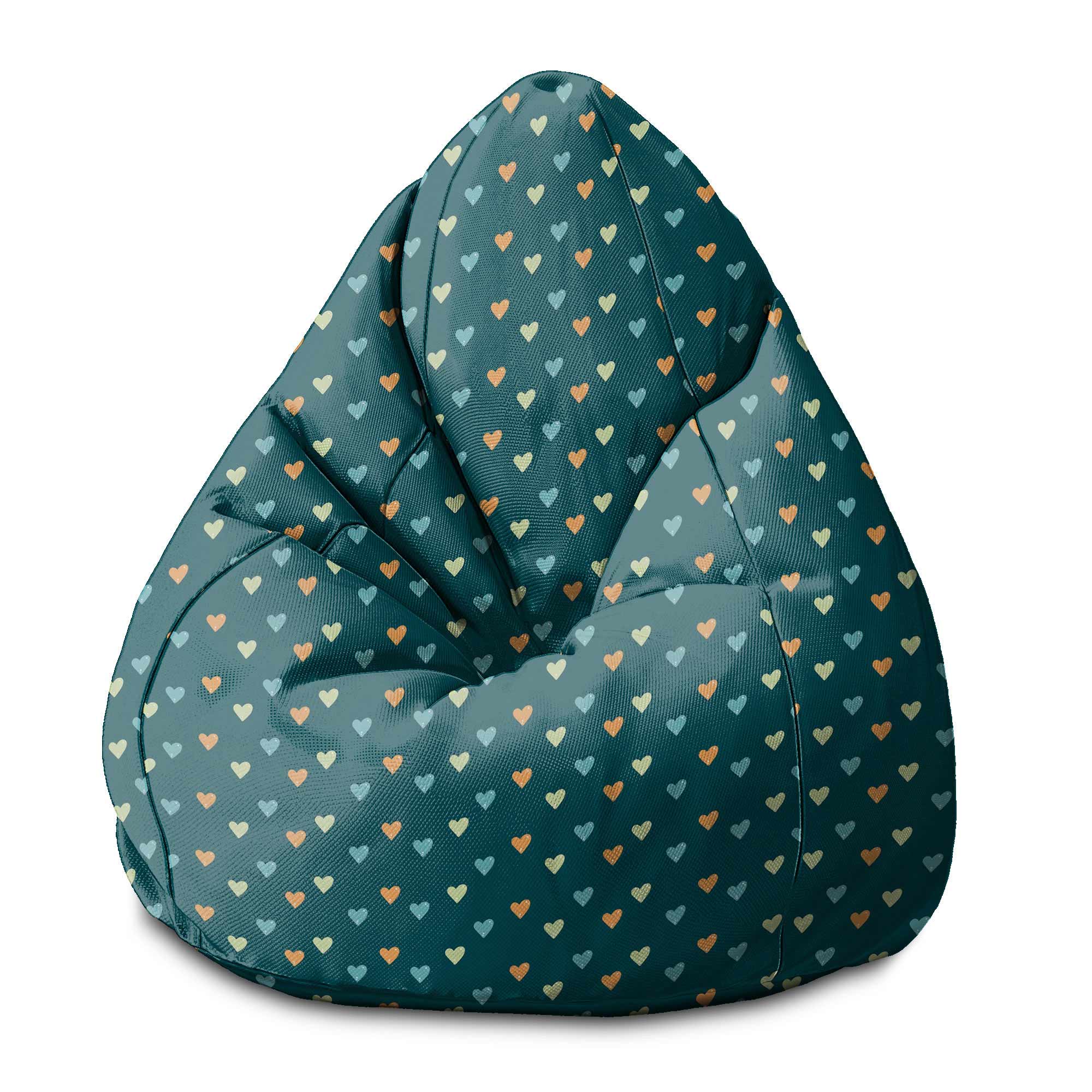 Puf Pearshape Colorful Hearts-S-Velvet