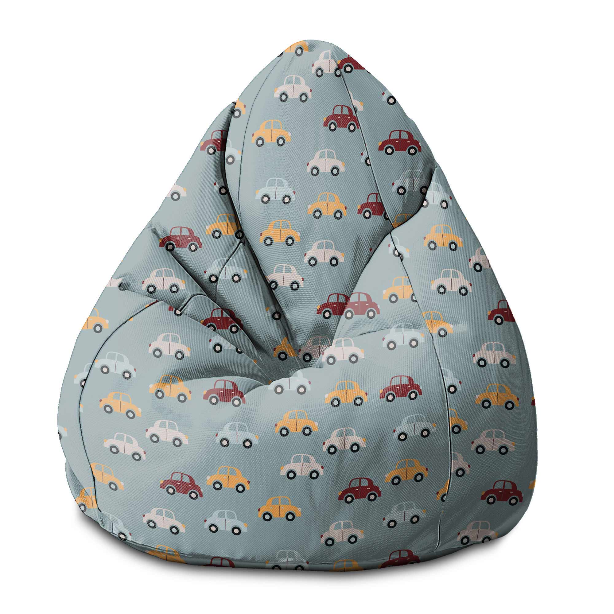 Sedací vak Hruškový tvar Farebné autá-S-Zamat