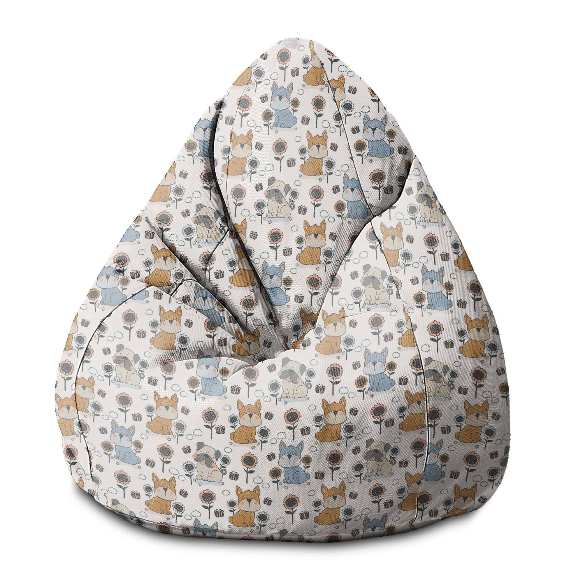 Sedací vak Pearshape Psy a kvety-S-Zamat