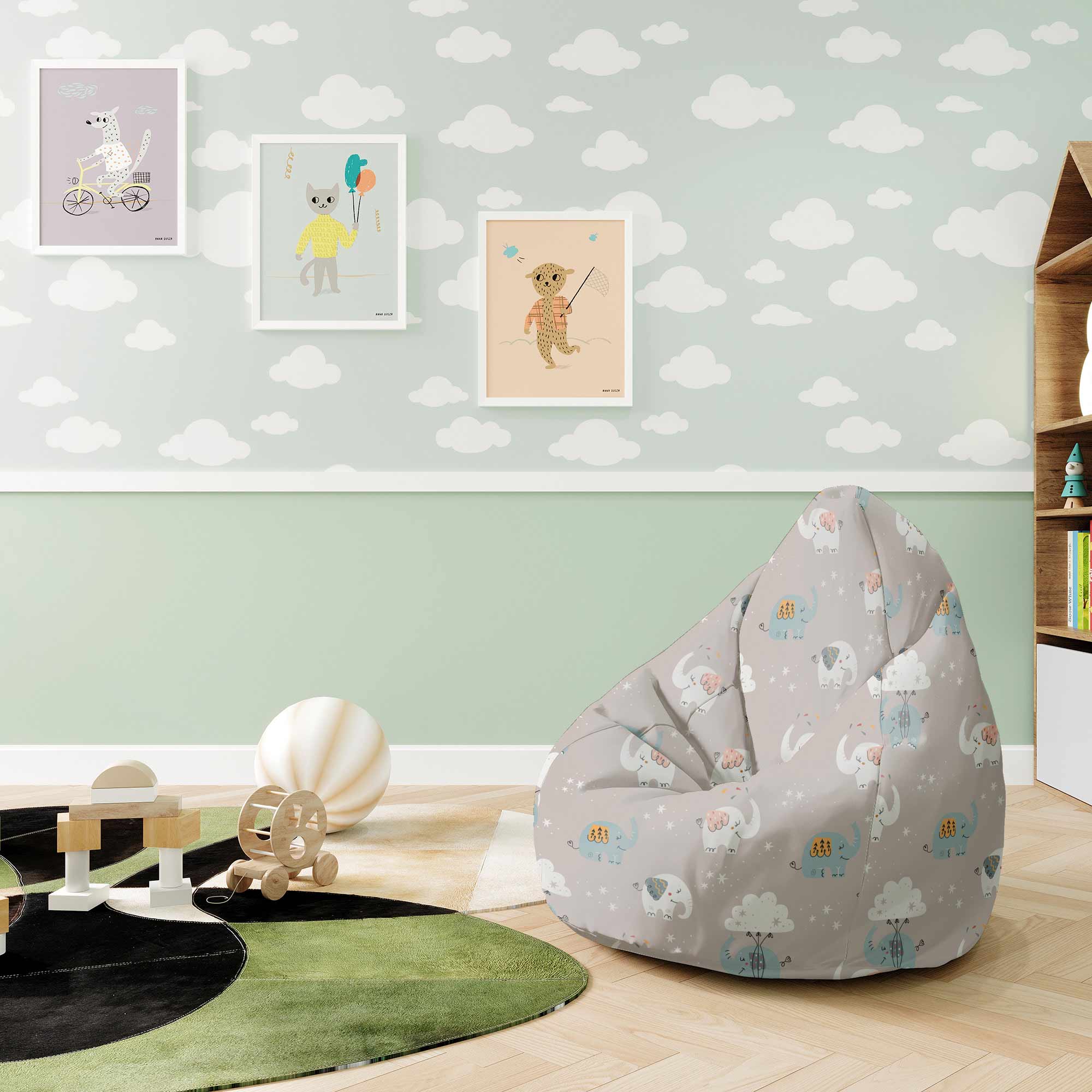 Puf Pearshape Fly Elephant-S-Velvet
