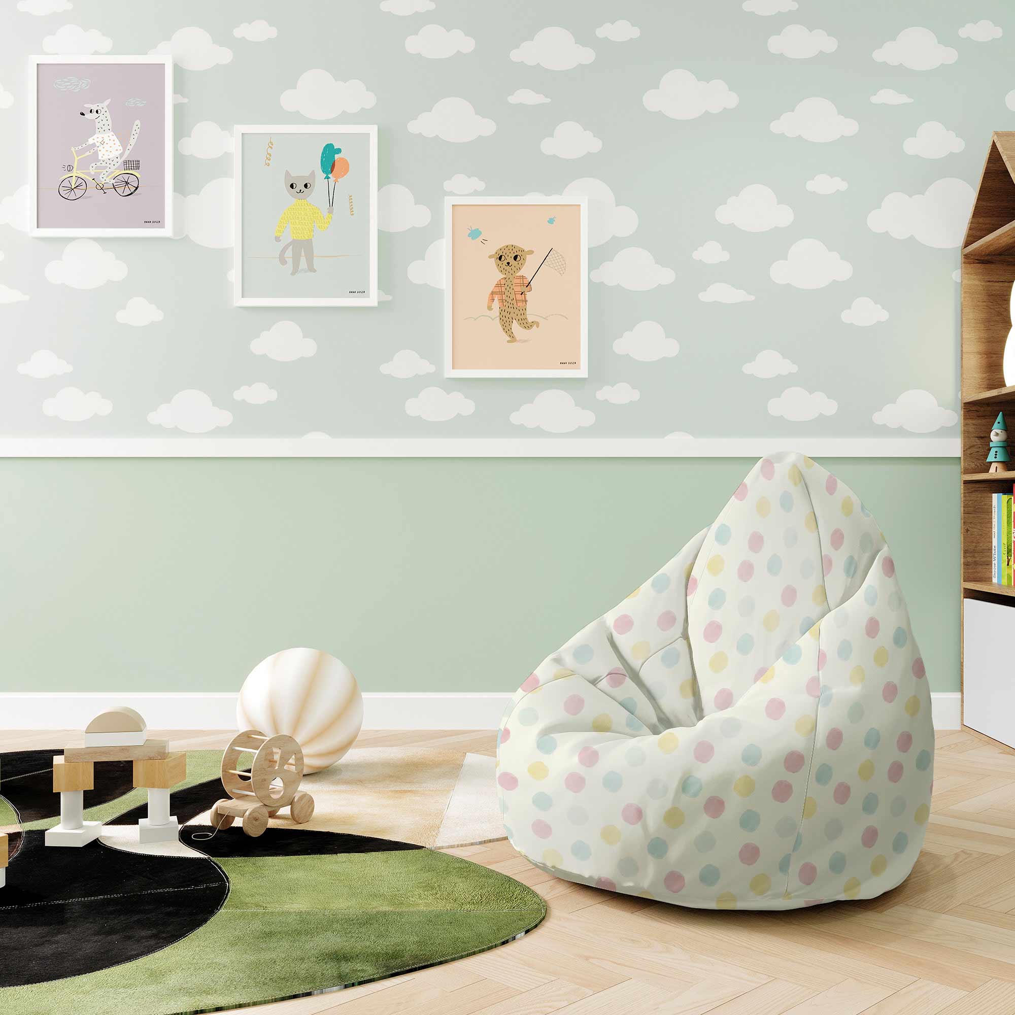 Sedací vak Pearshape Pastel Spots-S-Velvet