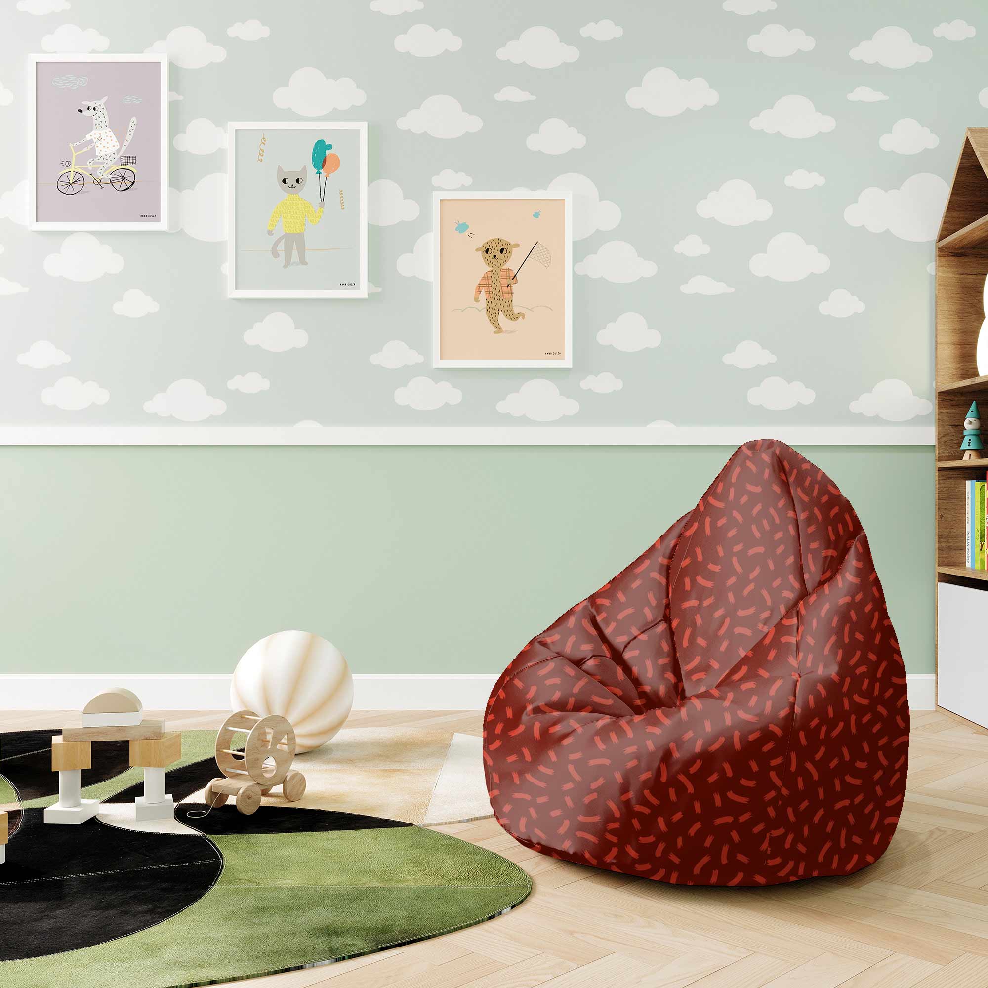 Sedací vak Pearshape Abstraktné pruhy-S-Velvet