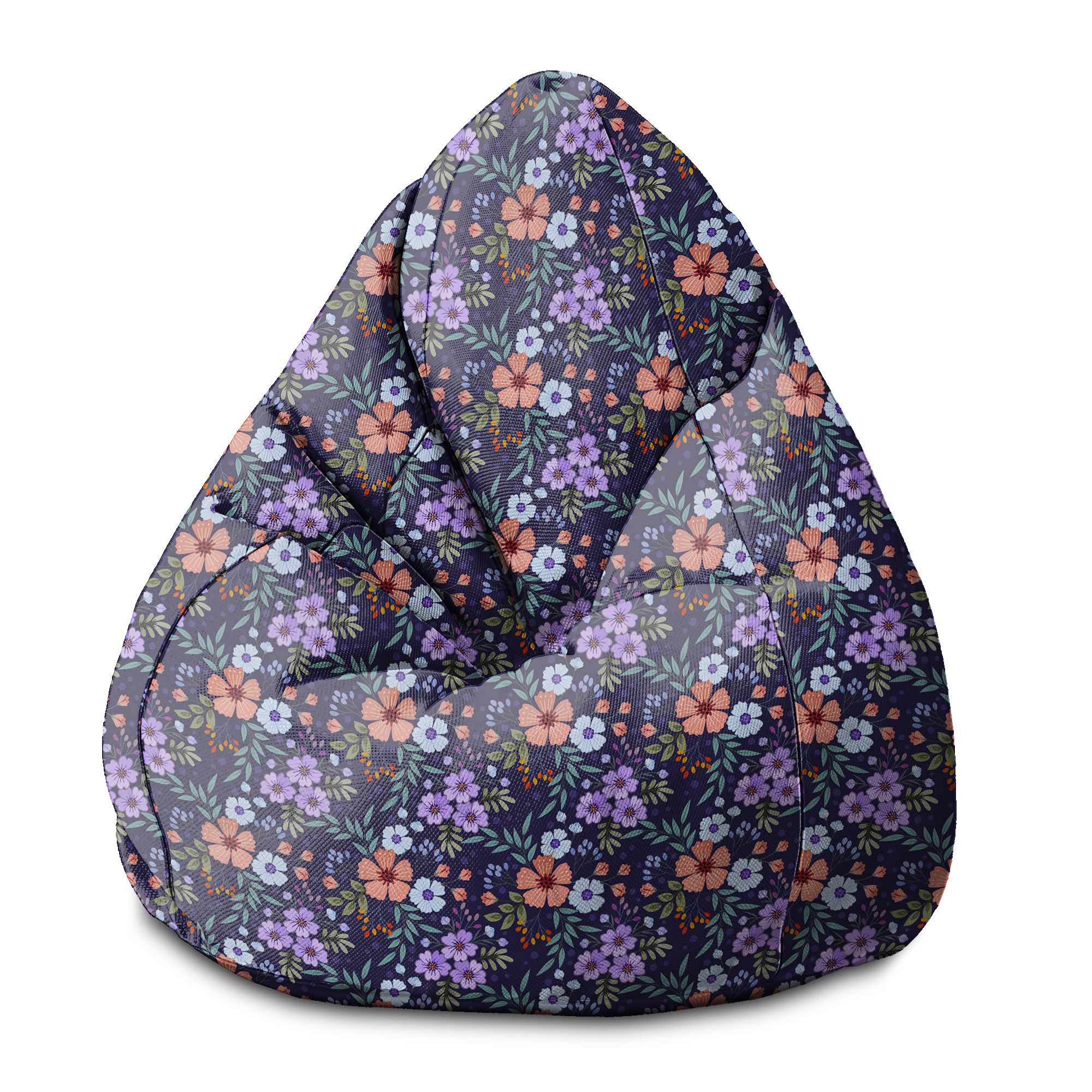 Sedací vak Pearshape Botanický vzor-S-Oxford
