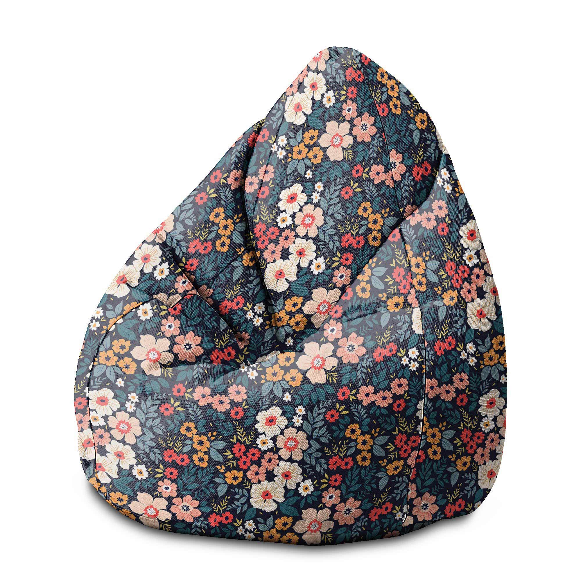 Puf Pearshape Farebné kvety-M-Velvet