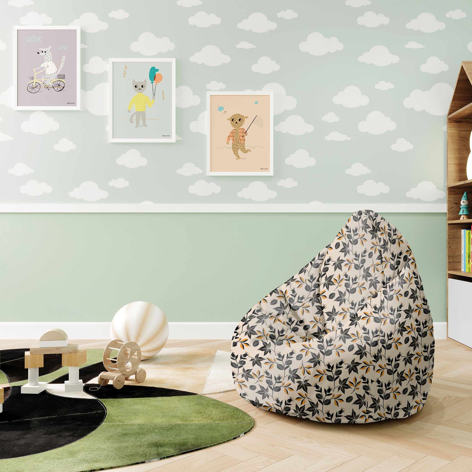 Puf Pearshape Pohodlné jesenné listy-S-Velvet