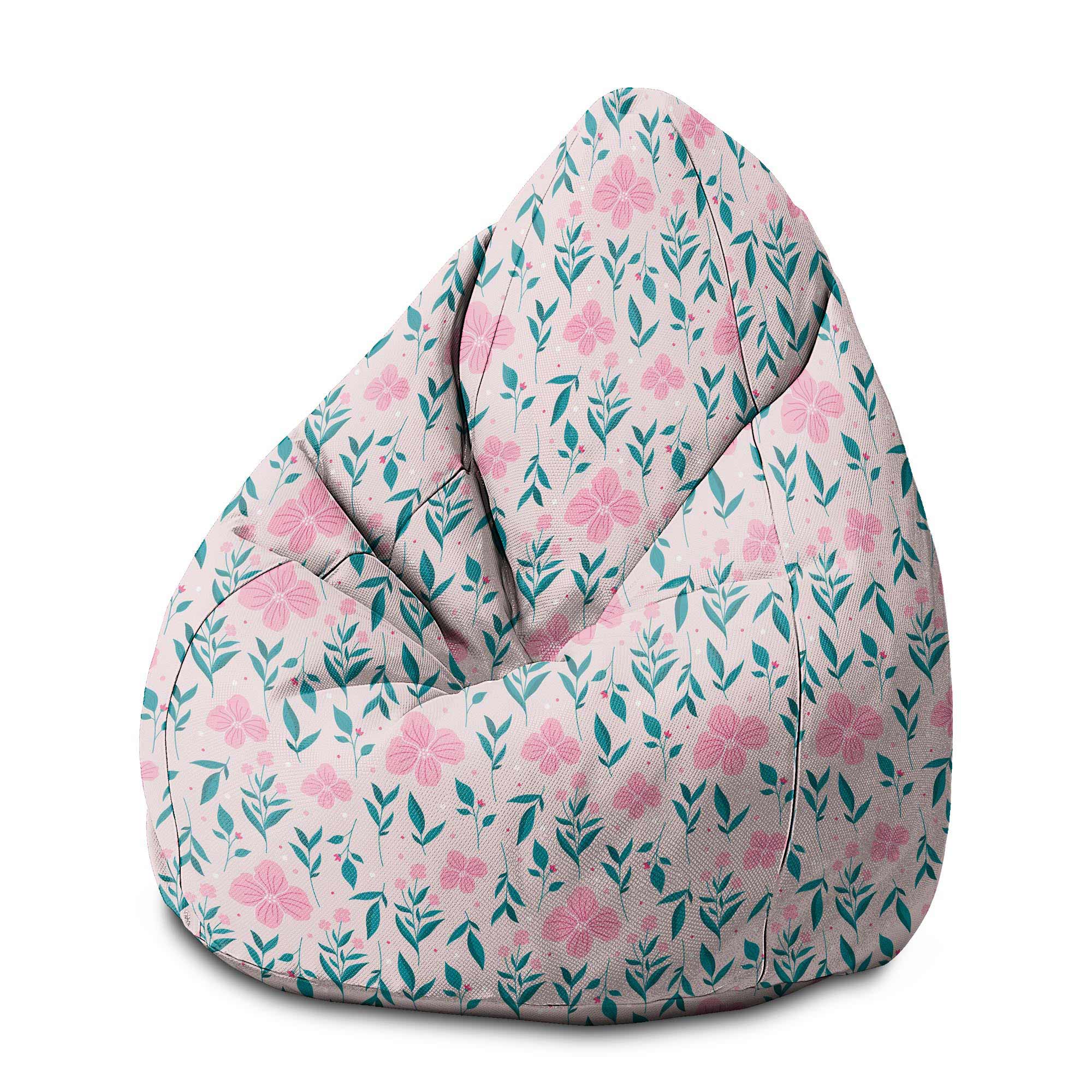Puf Pearshape Jemné ružové kvety-M-Zamat