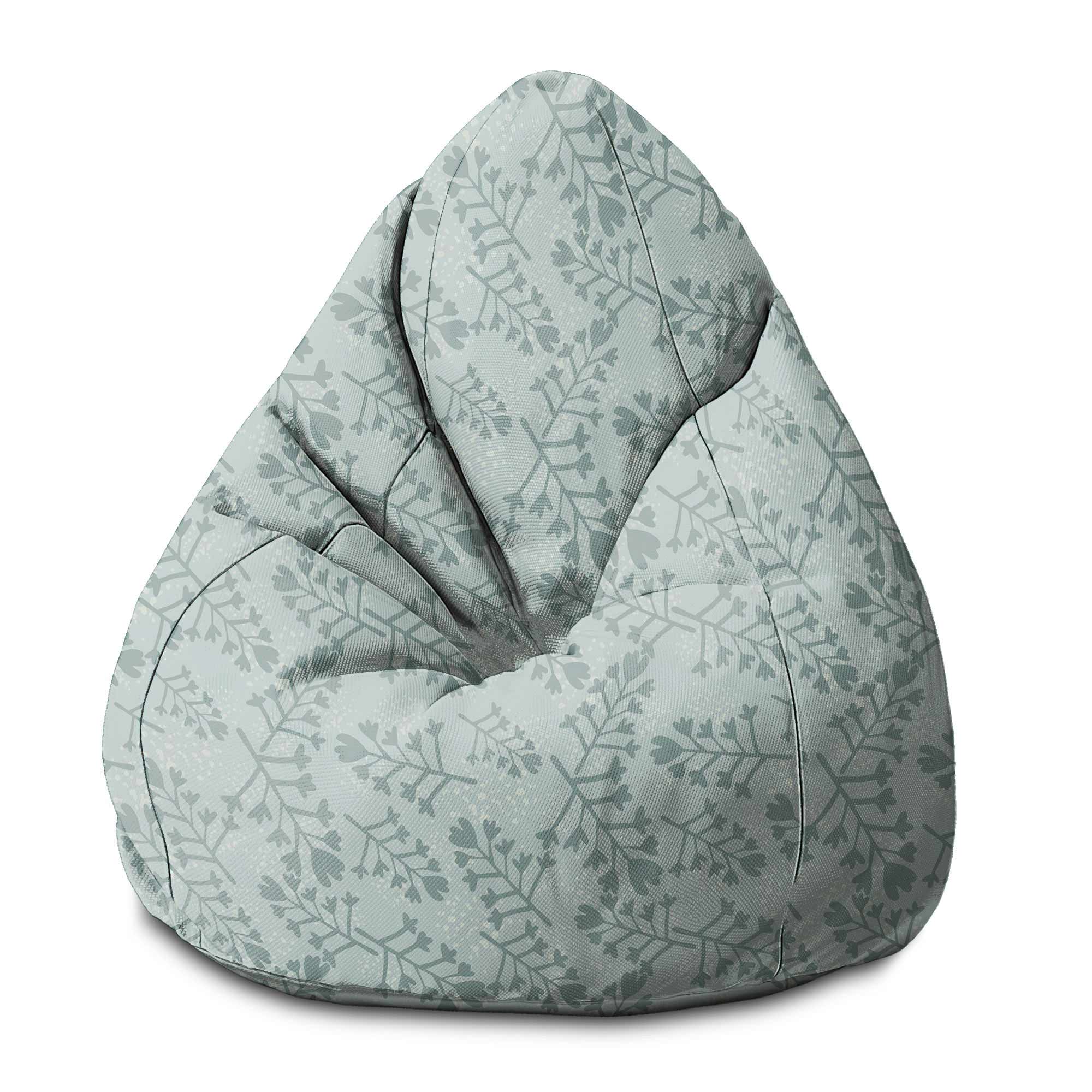 Sedací vak Pearshape Kvetiny a Vetvičky Vzor-S-Oxford