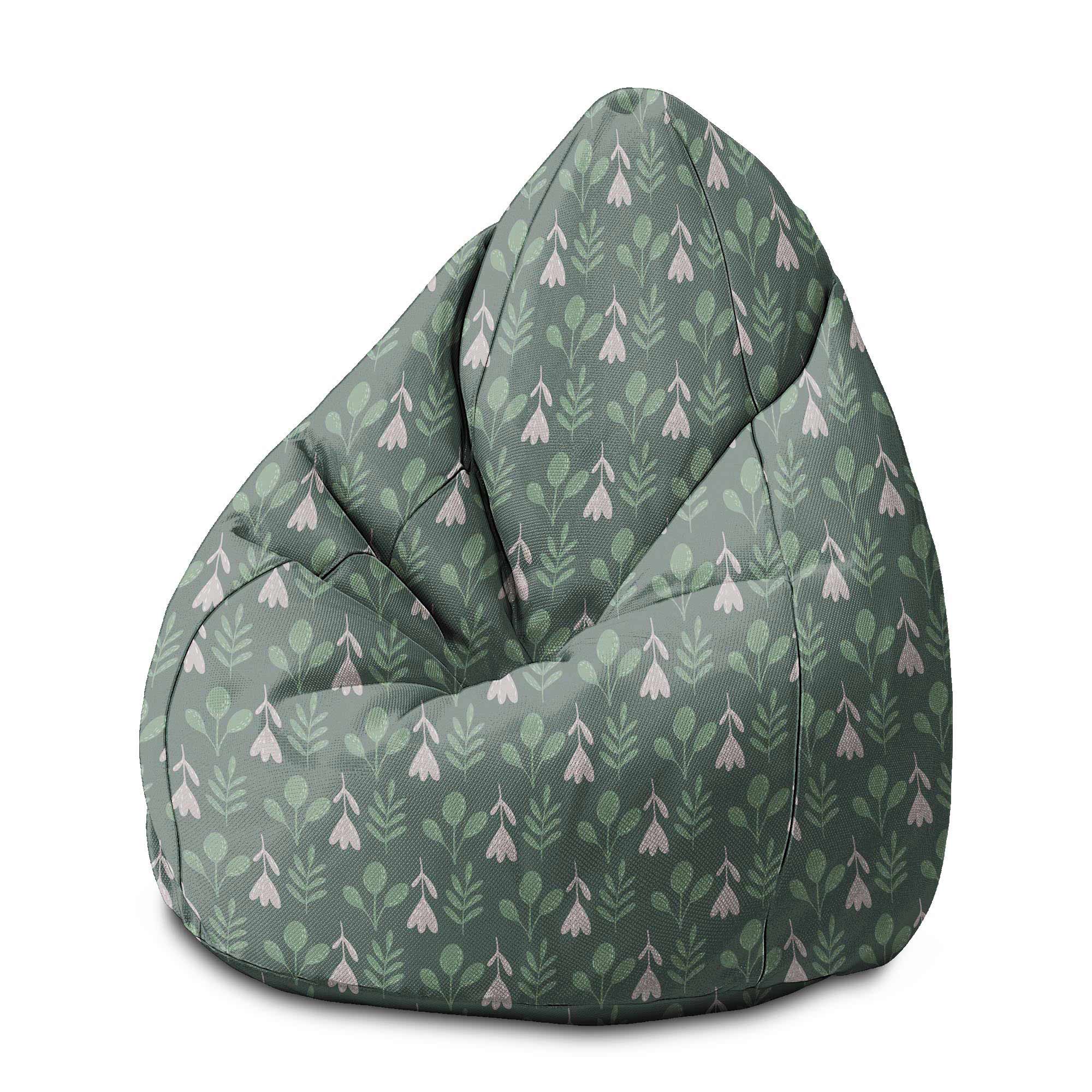 Sedací vak Pearshape Ľudové Kvetiny na Zelenom-M-Oxford