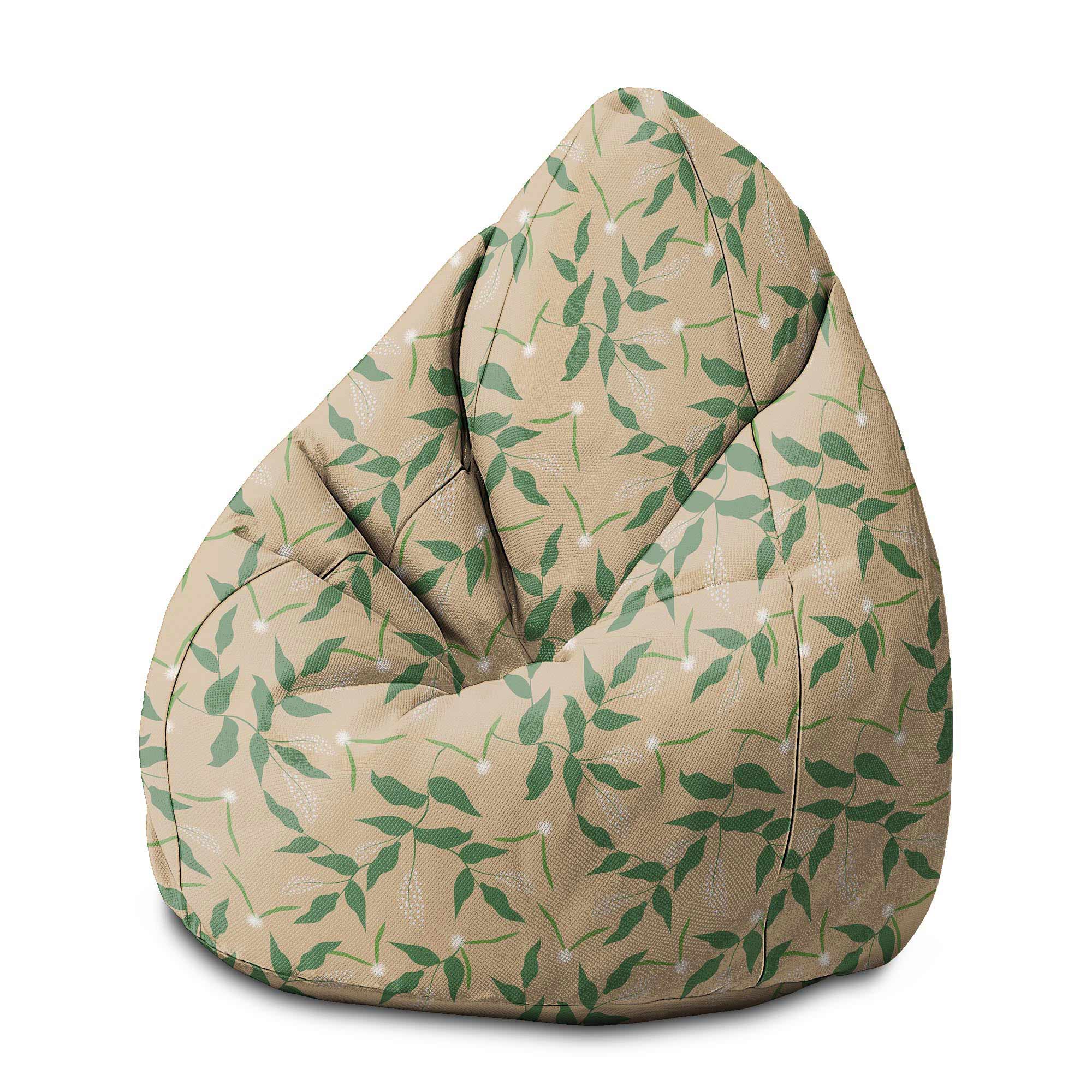 Sedací vak Pearshape Čerstvé Jarné Listy-M-Zamat
