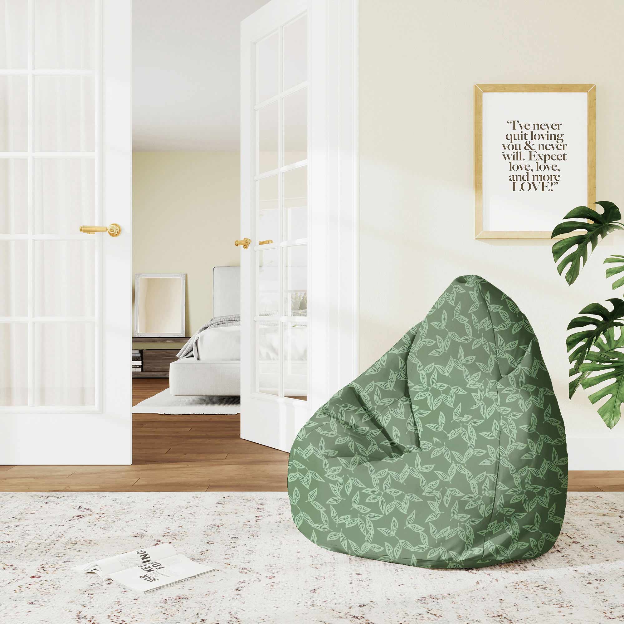 Puf Pearshape Vzor bylinných listov-M-Zamat
