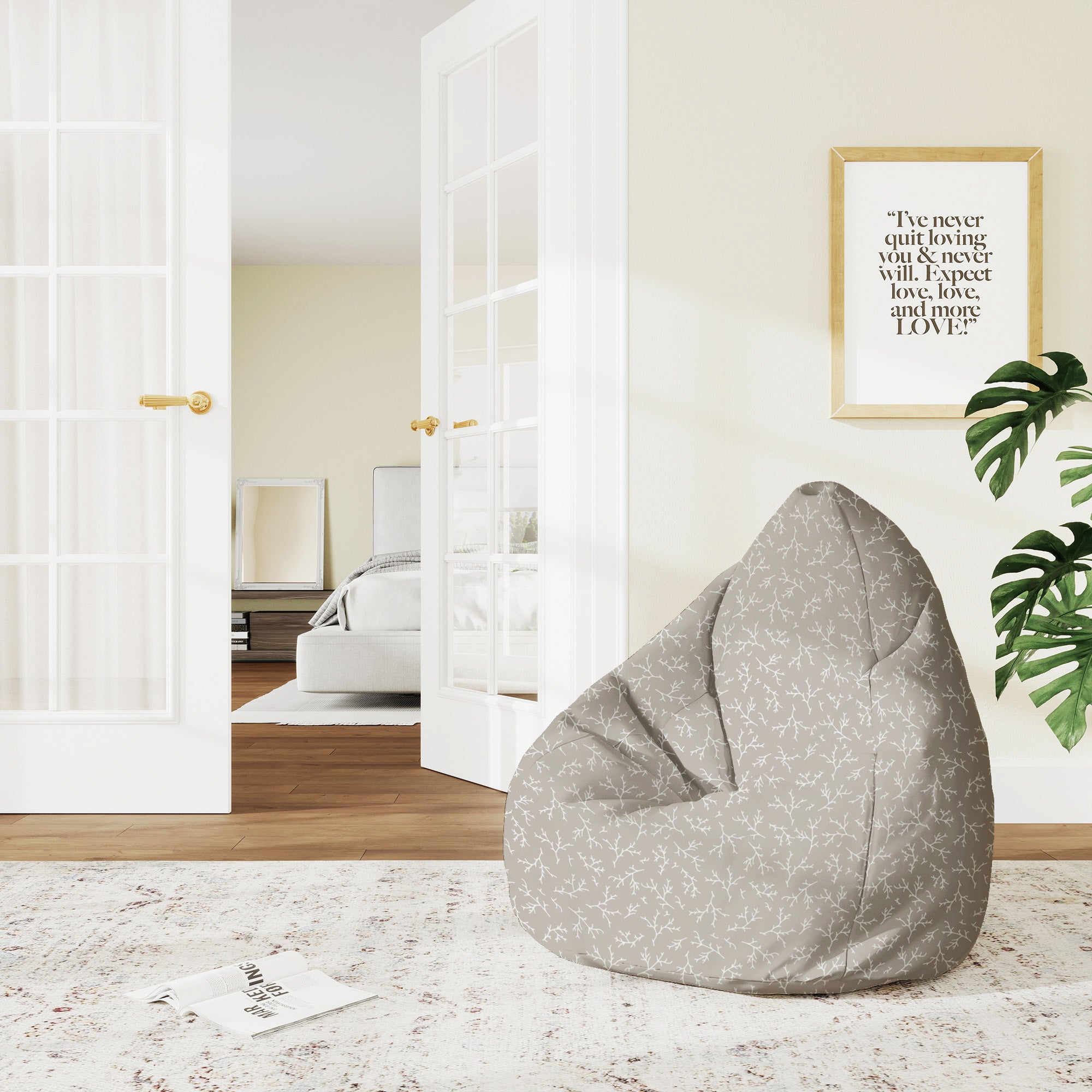 Pearshape Pouf Autumn Branches-M-Velvet