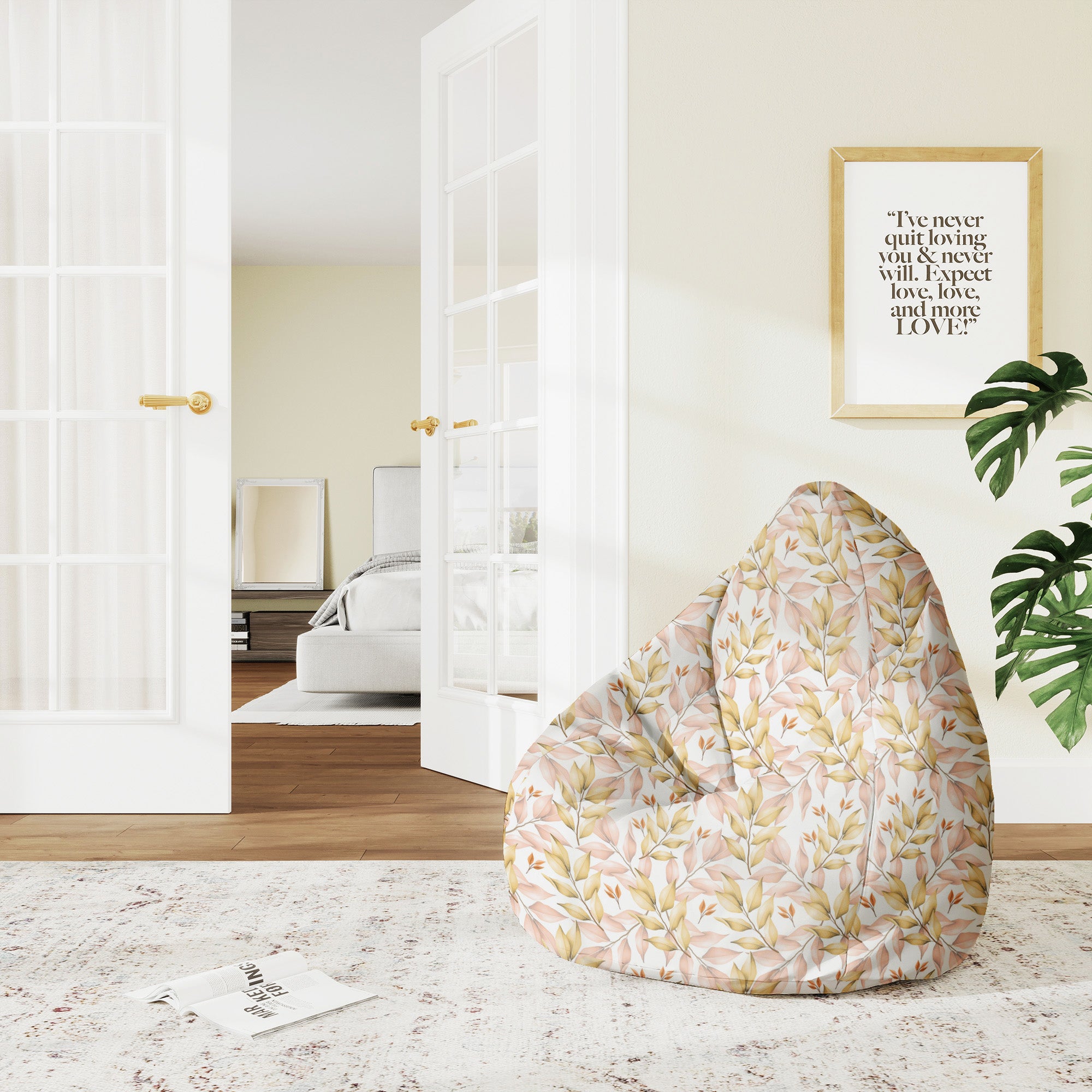Puf Pearshape Autumn Gold Leaves-M-Velvet