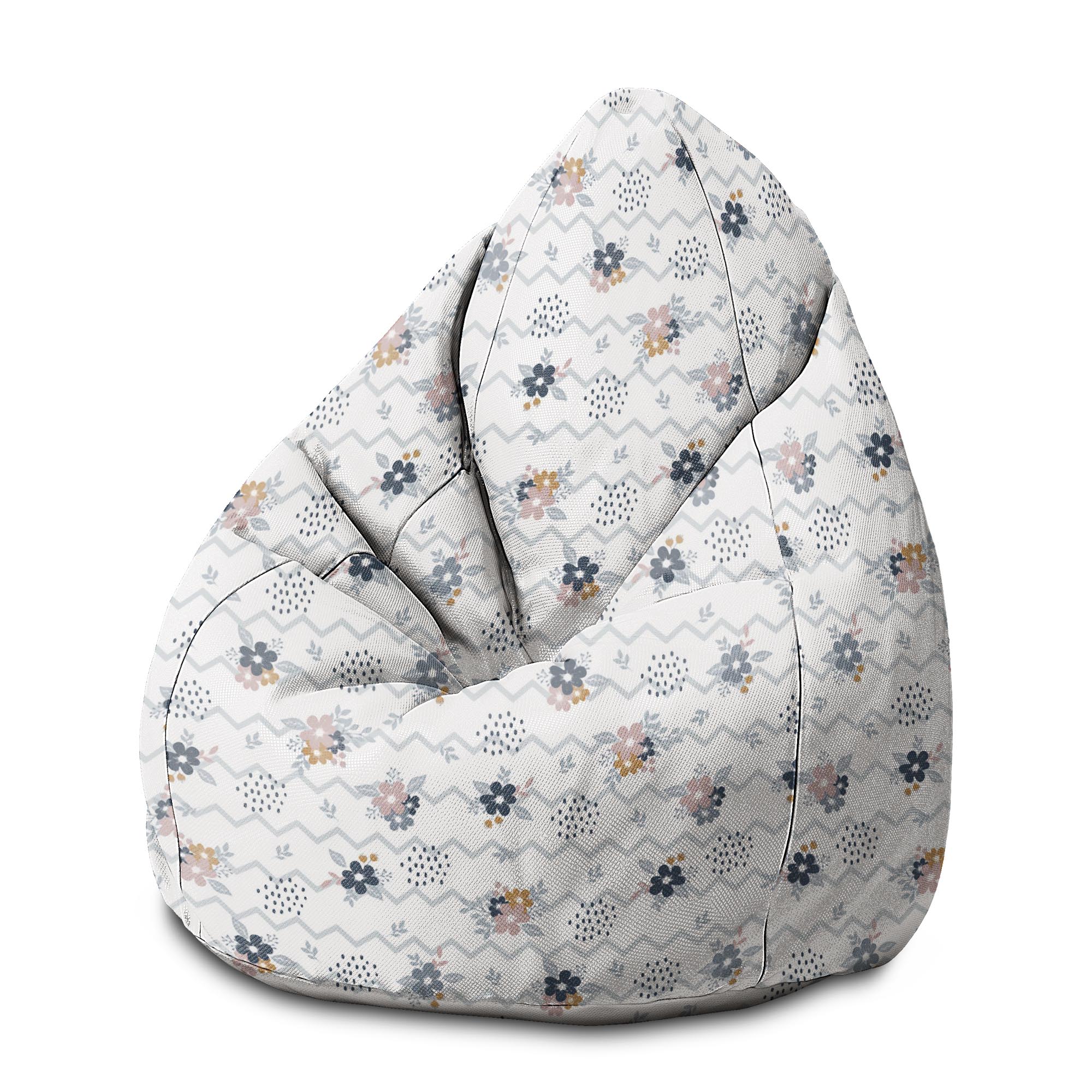 Sedací vak Pearshape Chevron a kvety-M-Oxford