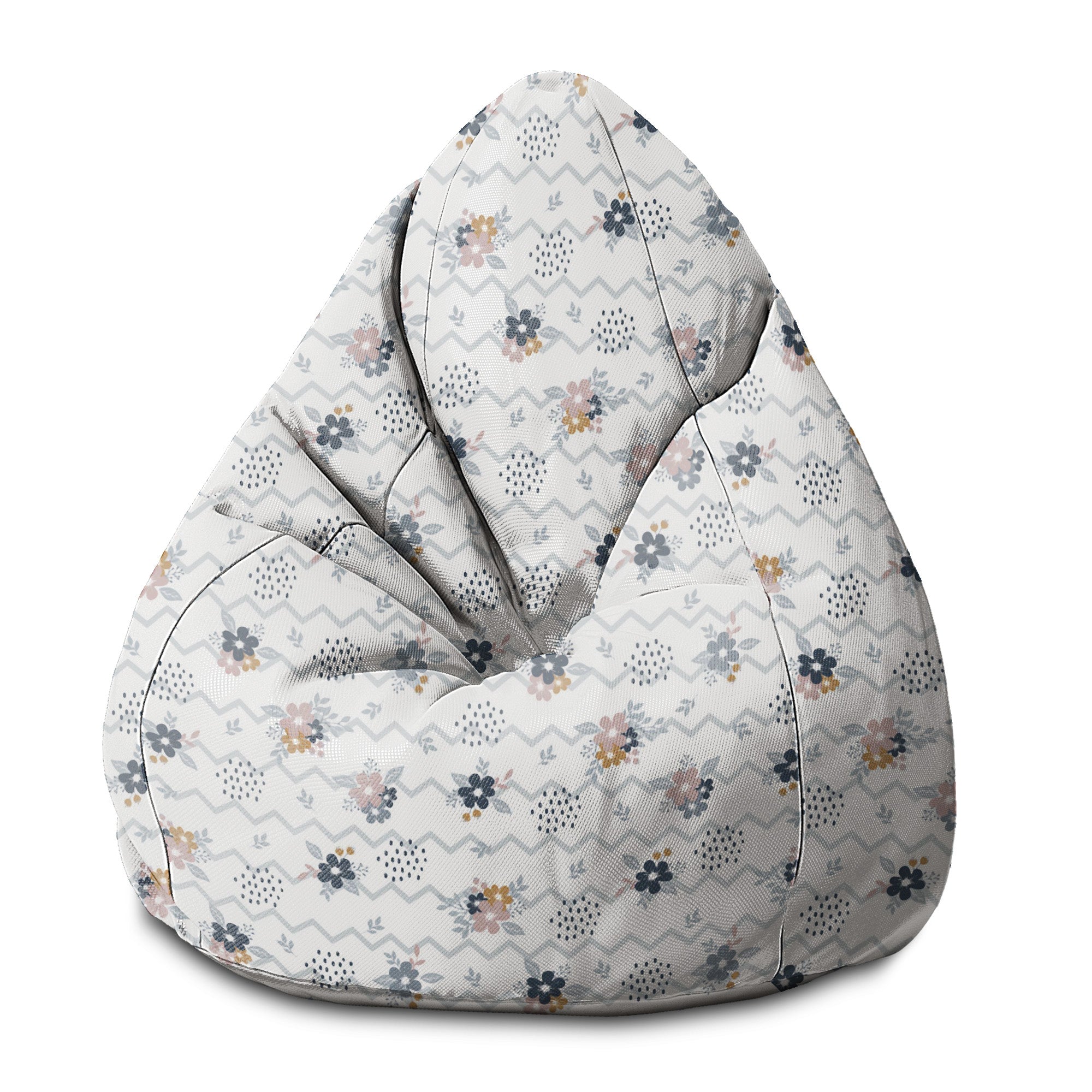 Pearshape Chevron and Flowers Pouf-S-Velvet