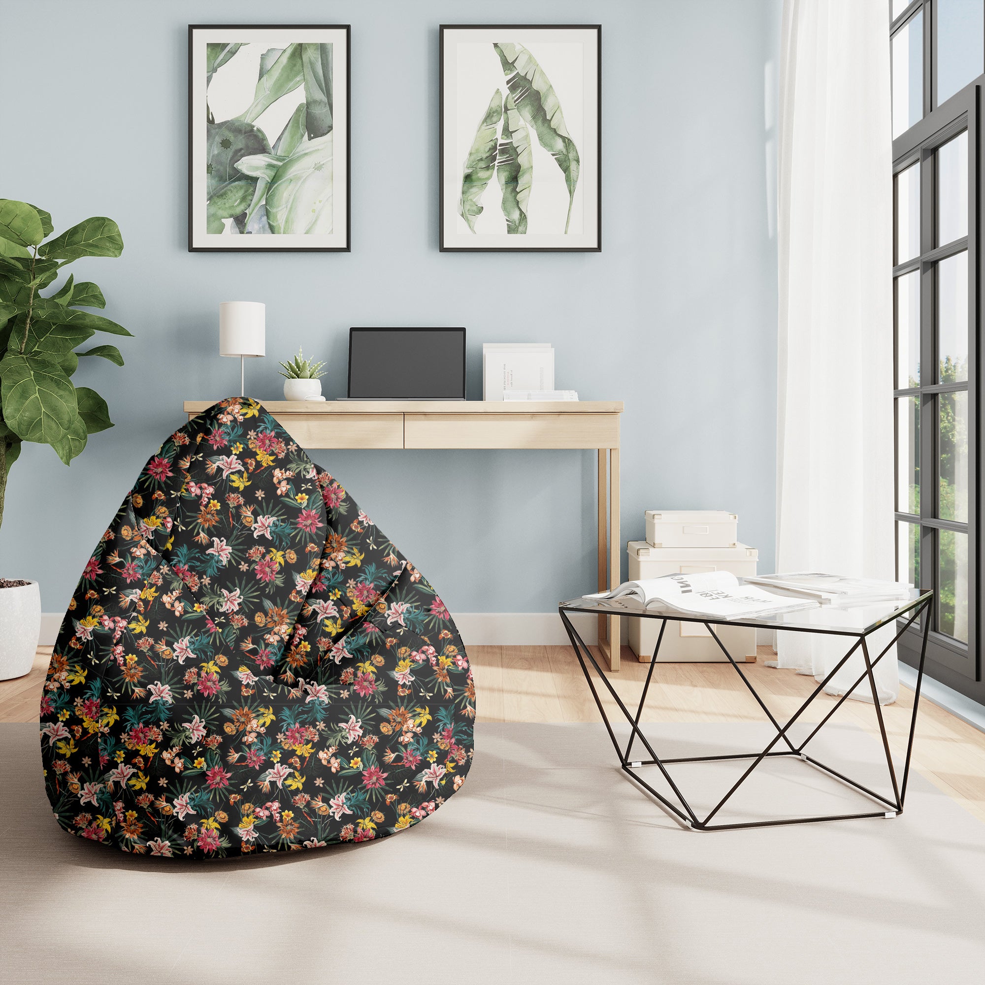 Sedací vak Pearshape Dark Jungle-M-Velvet