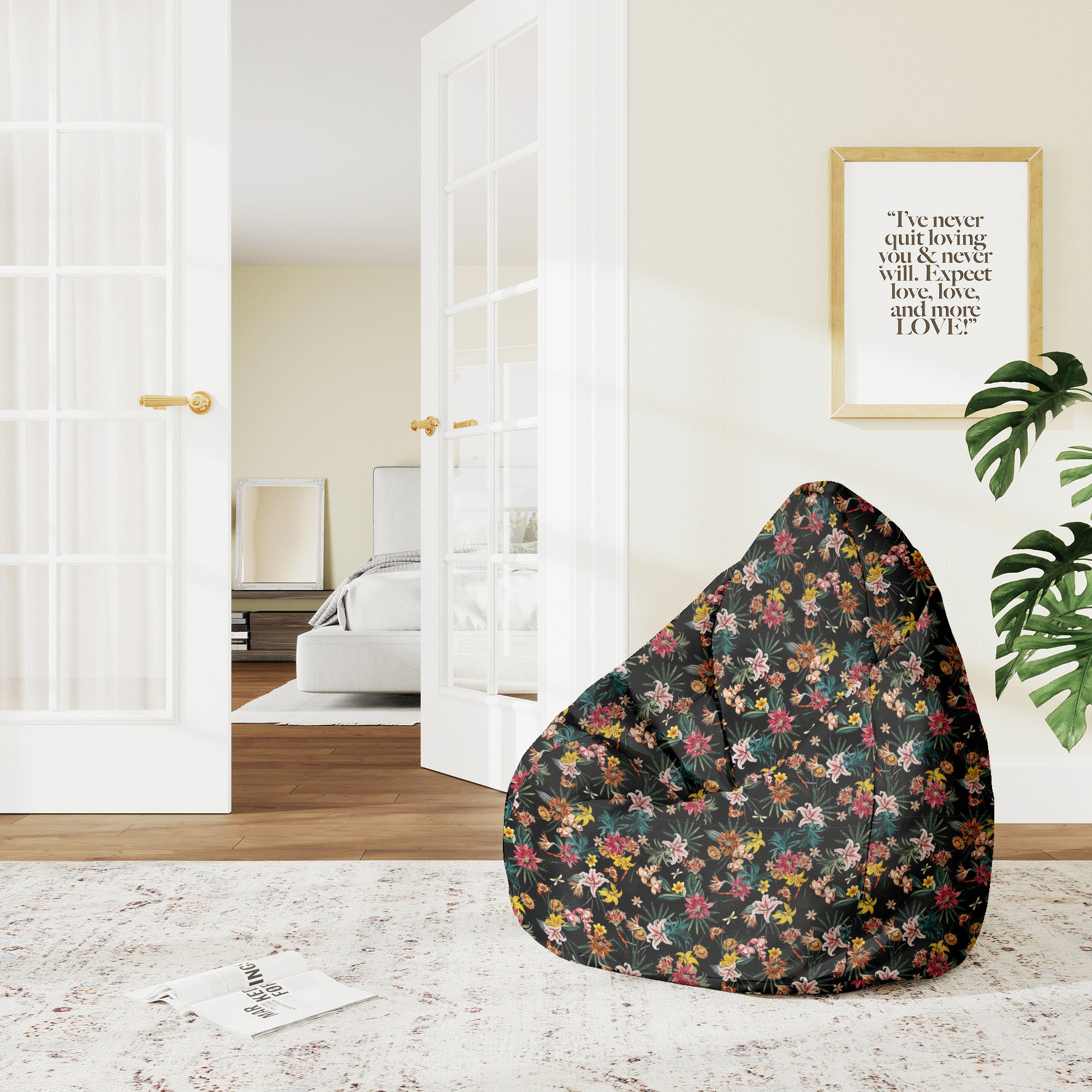 Sedací vak Pearshape Dark Jungle-M-Velvet