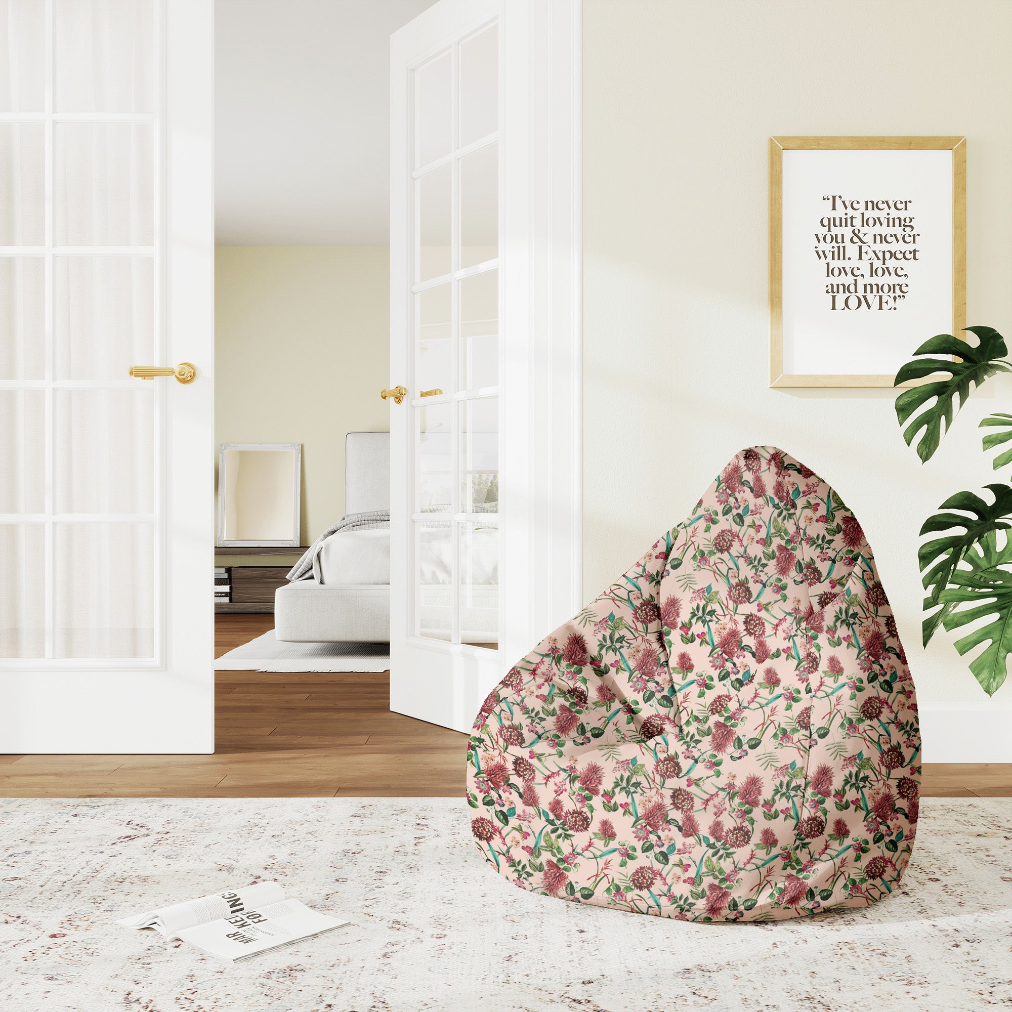 Sedací vak Pearshape Dark Jungle Pink-M-Velvet