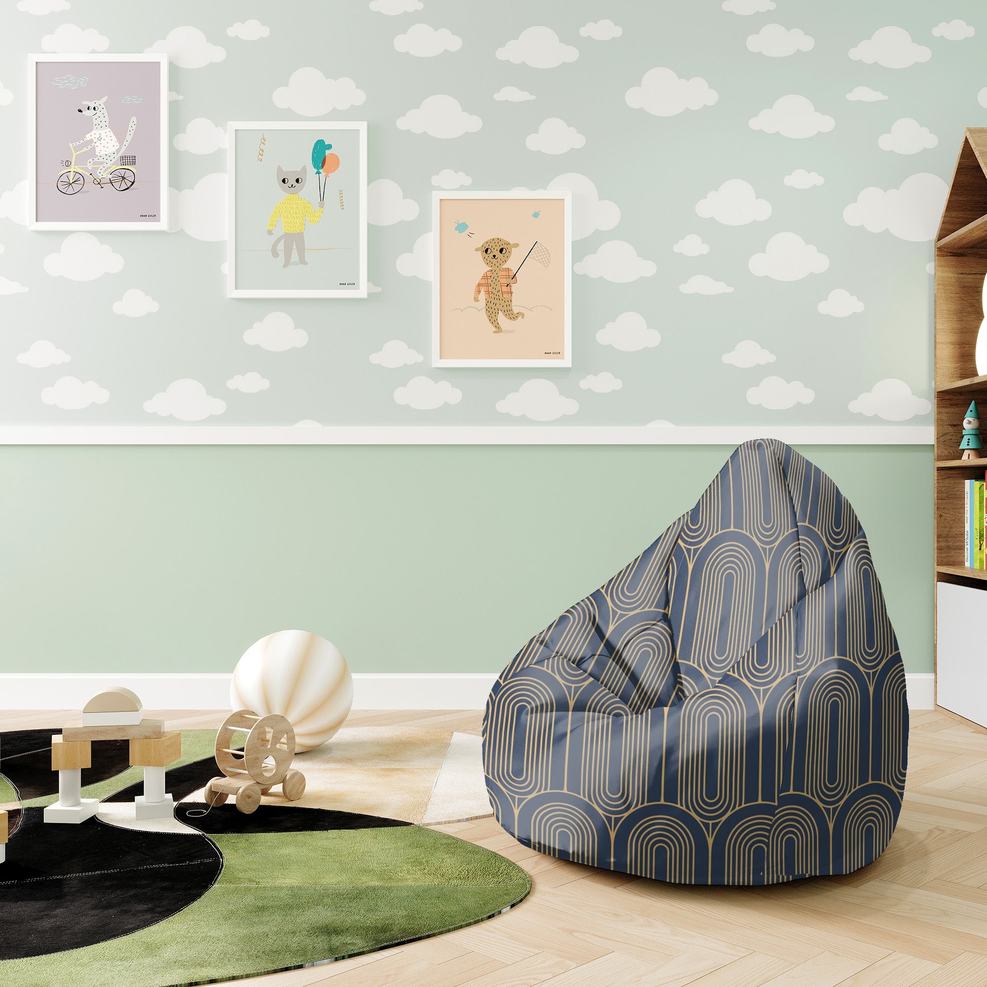 Sedací vak Pearshape Deco Pattern-S-Oxford