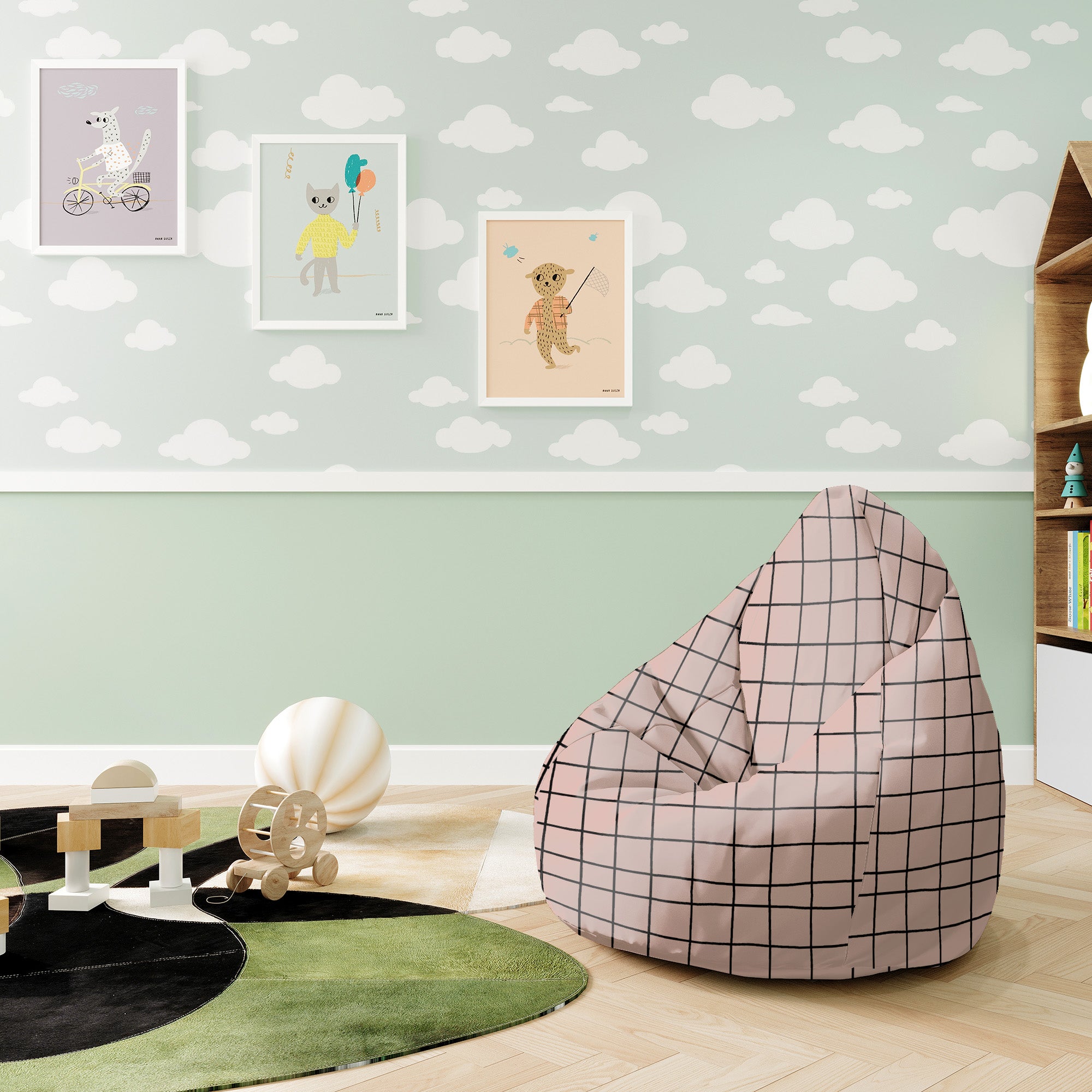 Sedací vak Pearshape Distorted Pink-S-Oxford