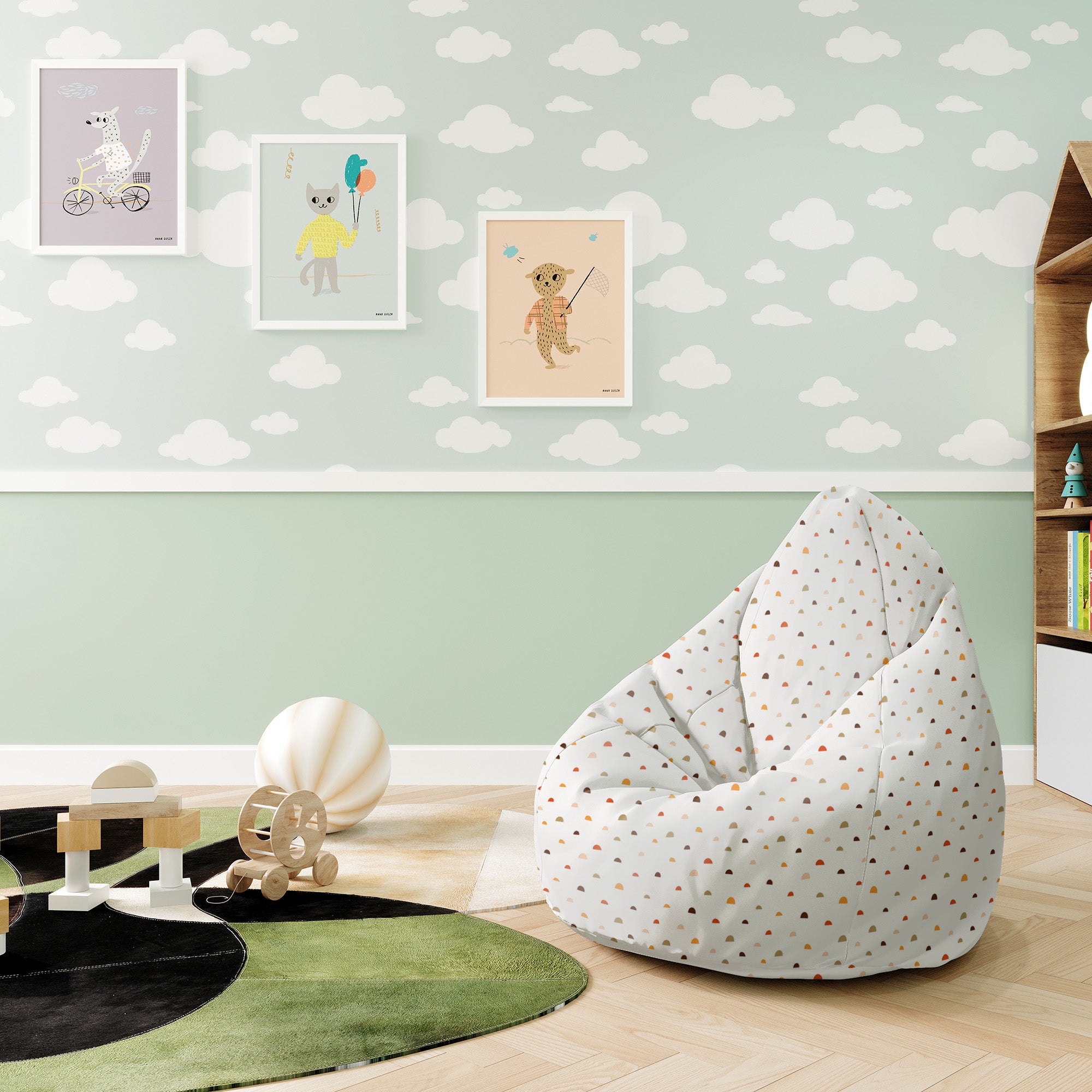 Sedací vak Pearshape Doodle Shapes-S-Oxford