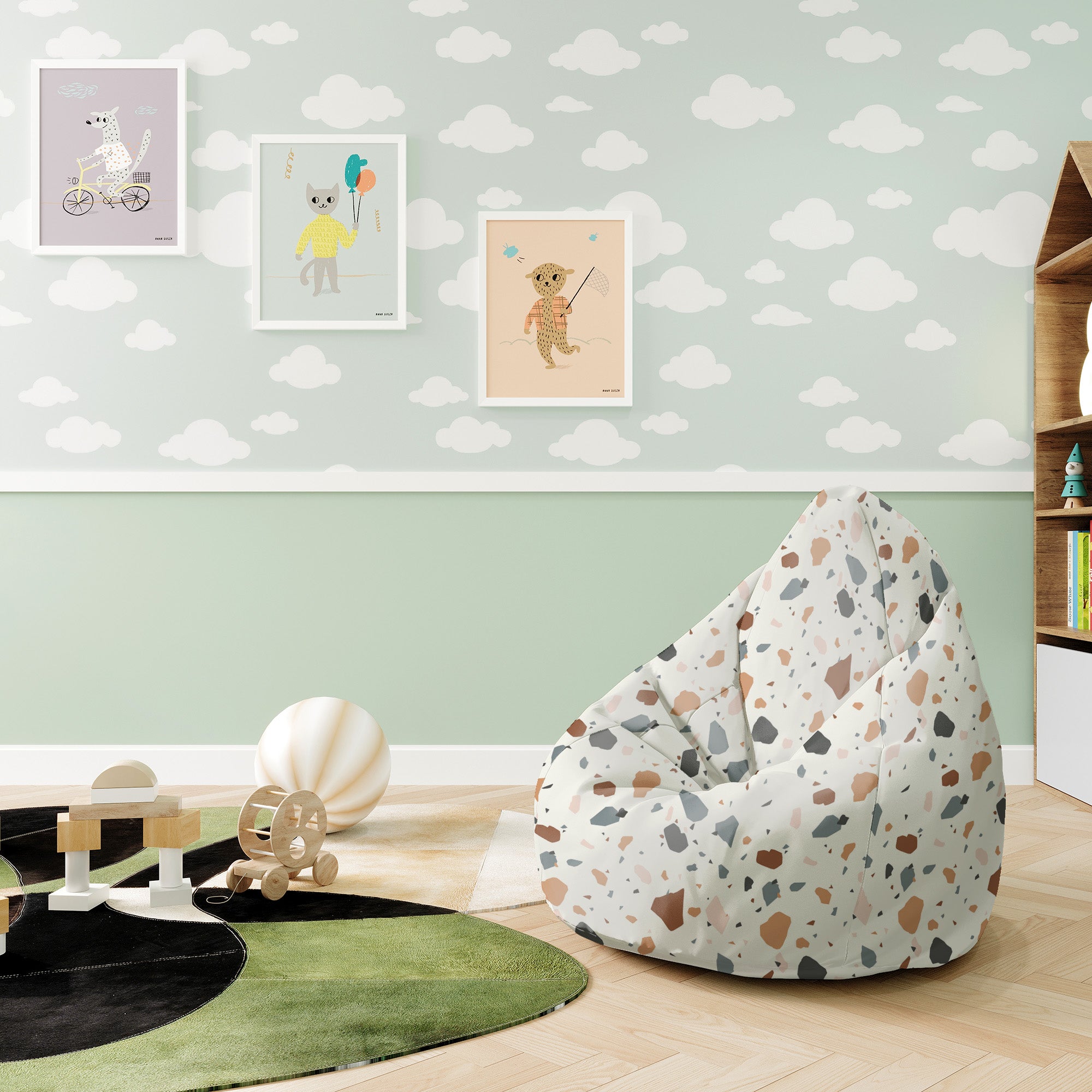Sedací vak Pearshape Ecru Terrazzo