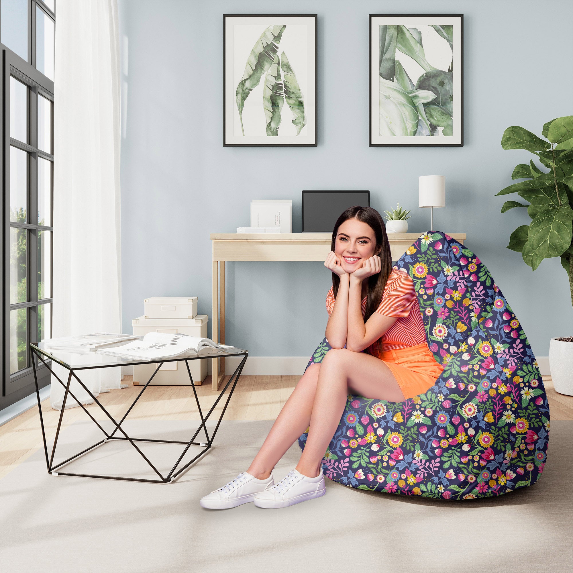 Puf Birnenform Exotisch Floral-M-Oxford