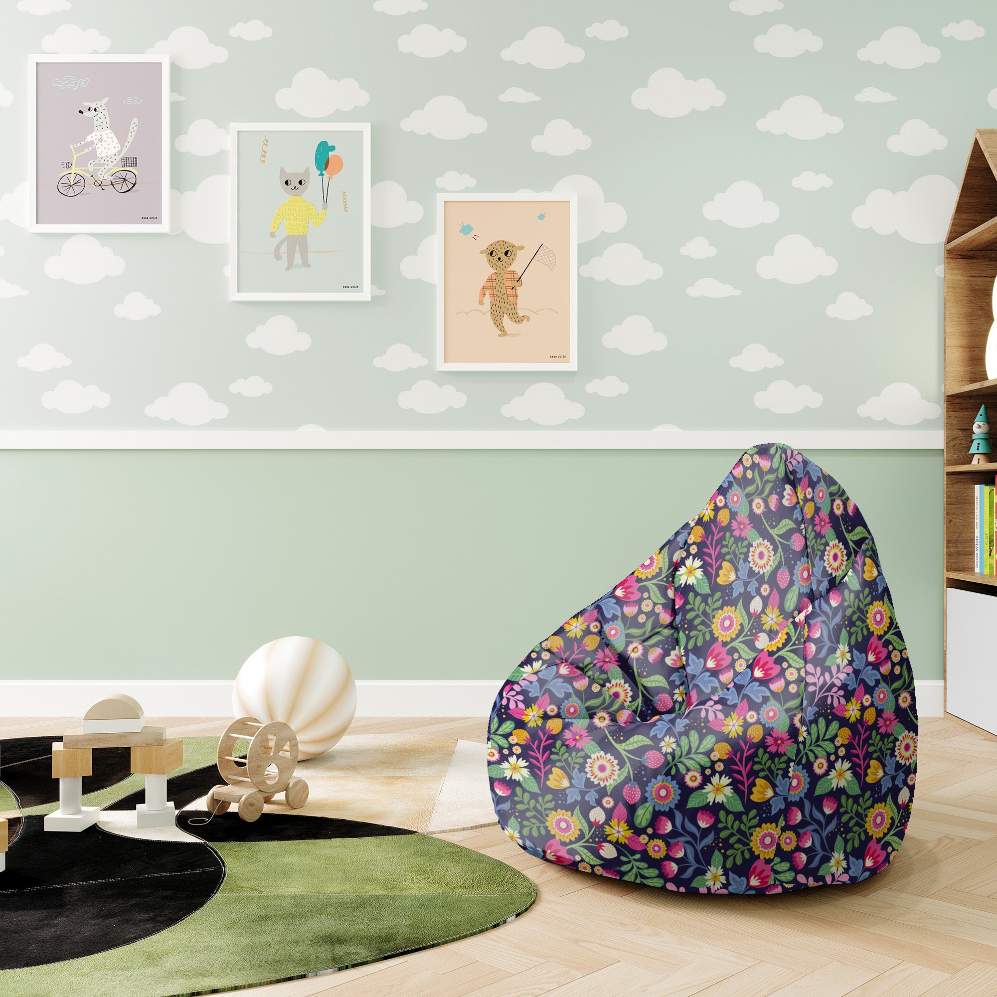 Sedací vak Pearshape Exotic Floral-S-Velvet