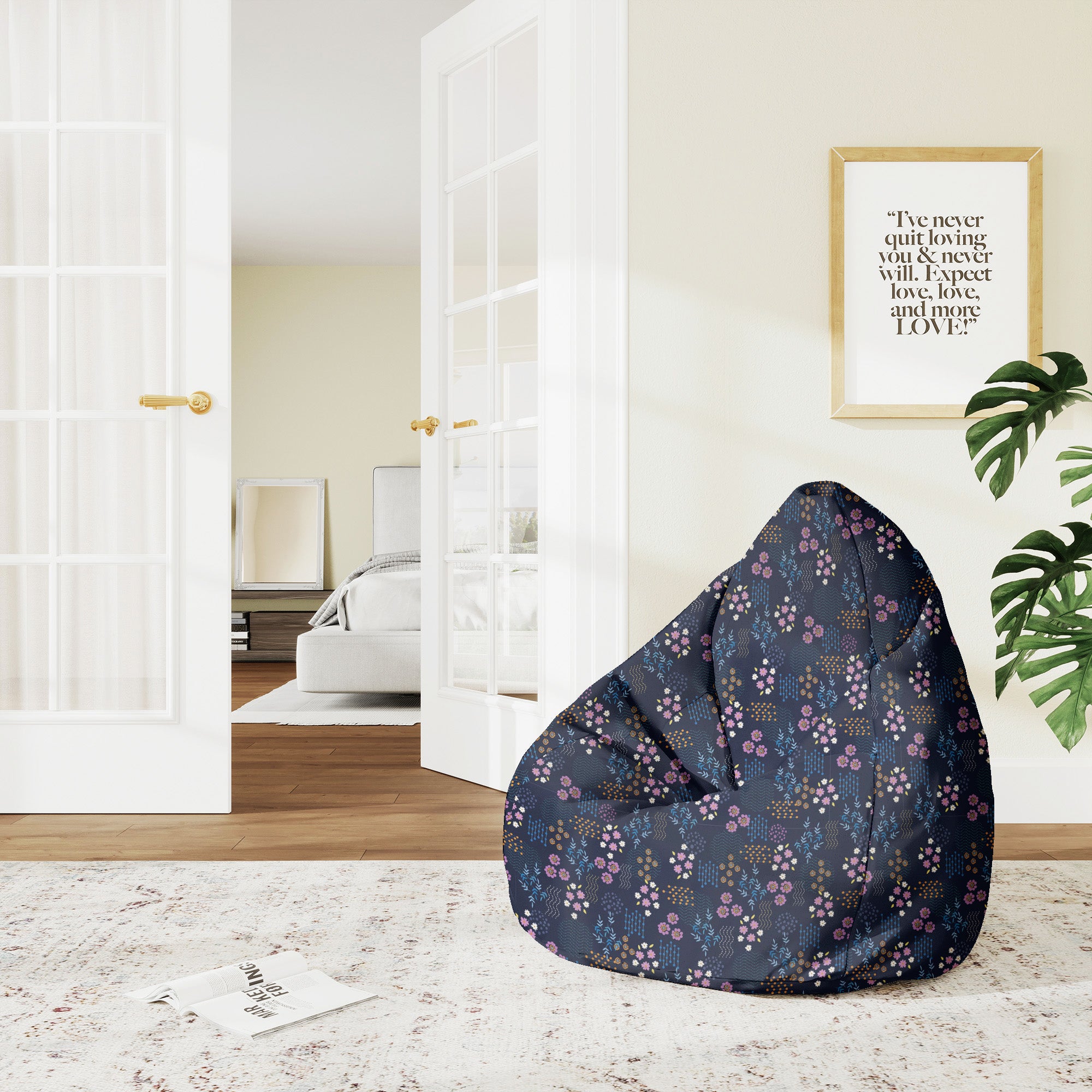 Sedací vak Pearshape Geometric Flower-M-Velvet