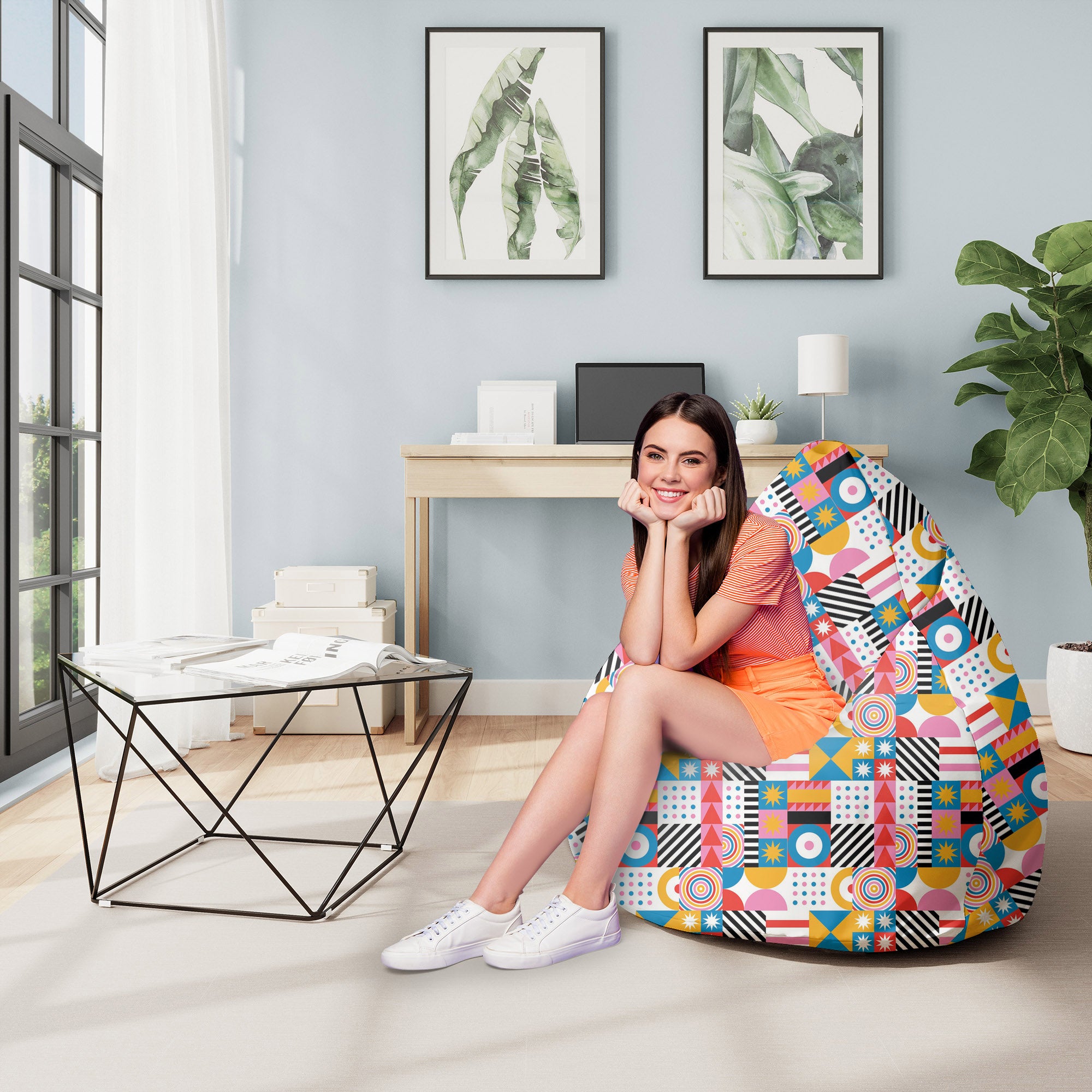 Sedací vak Pearshape Geometric Mosaic-M-Velvet
