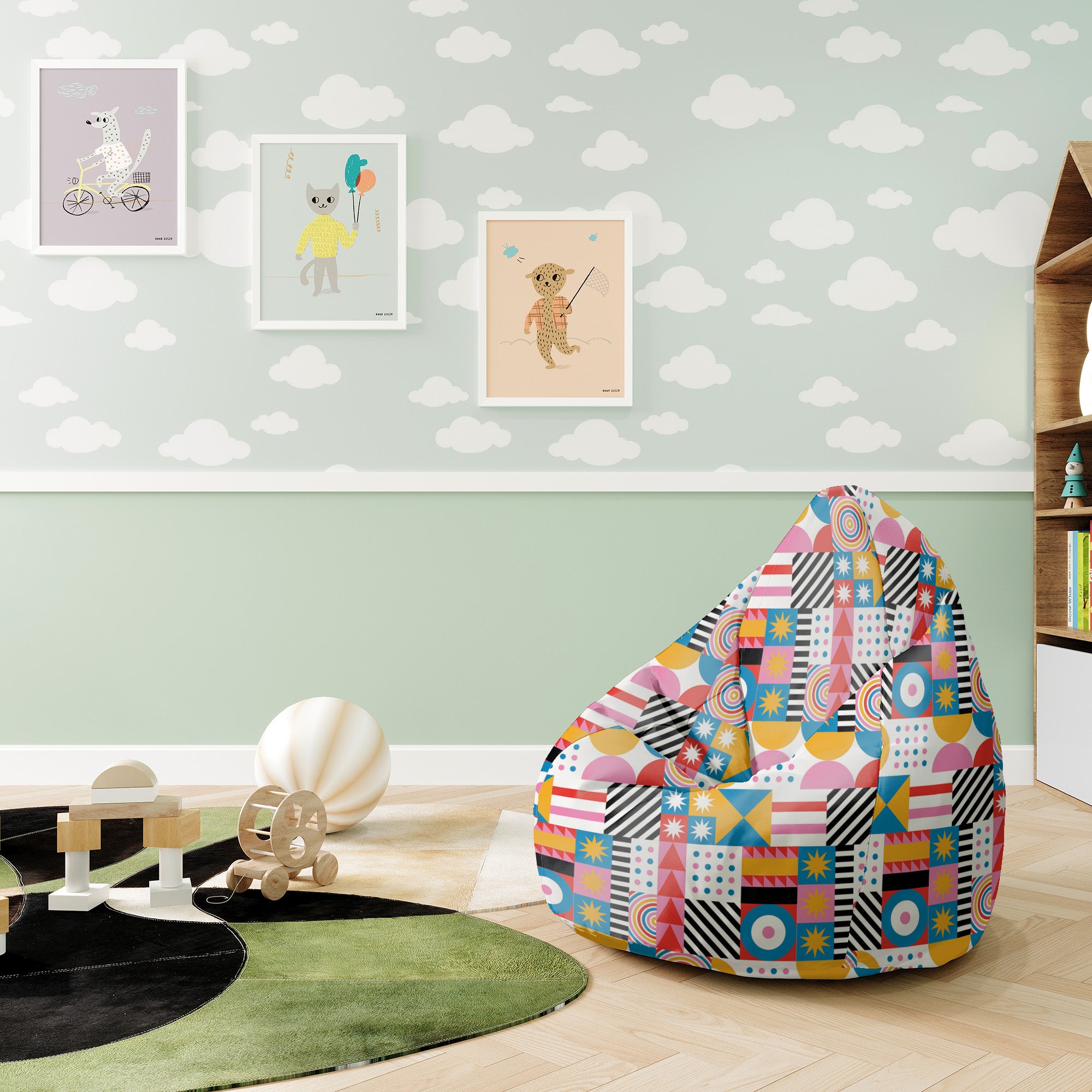 Sedací vak Pearshape Geometric Mosaic-S-Velvet